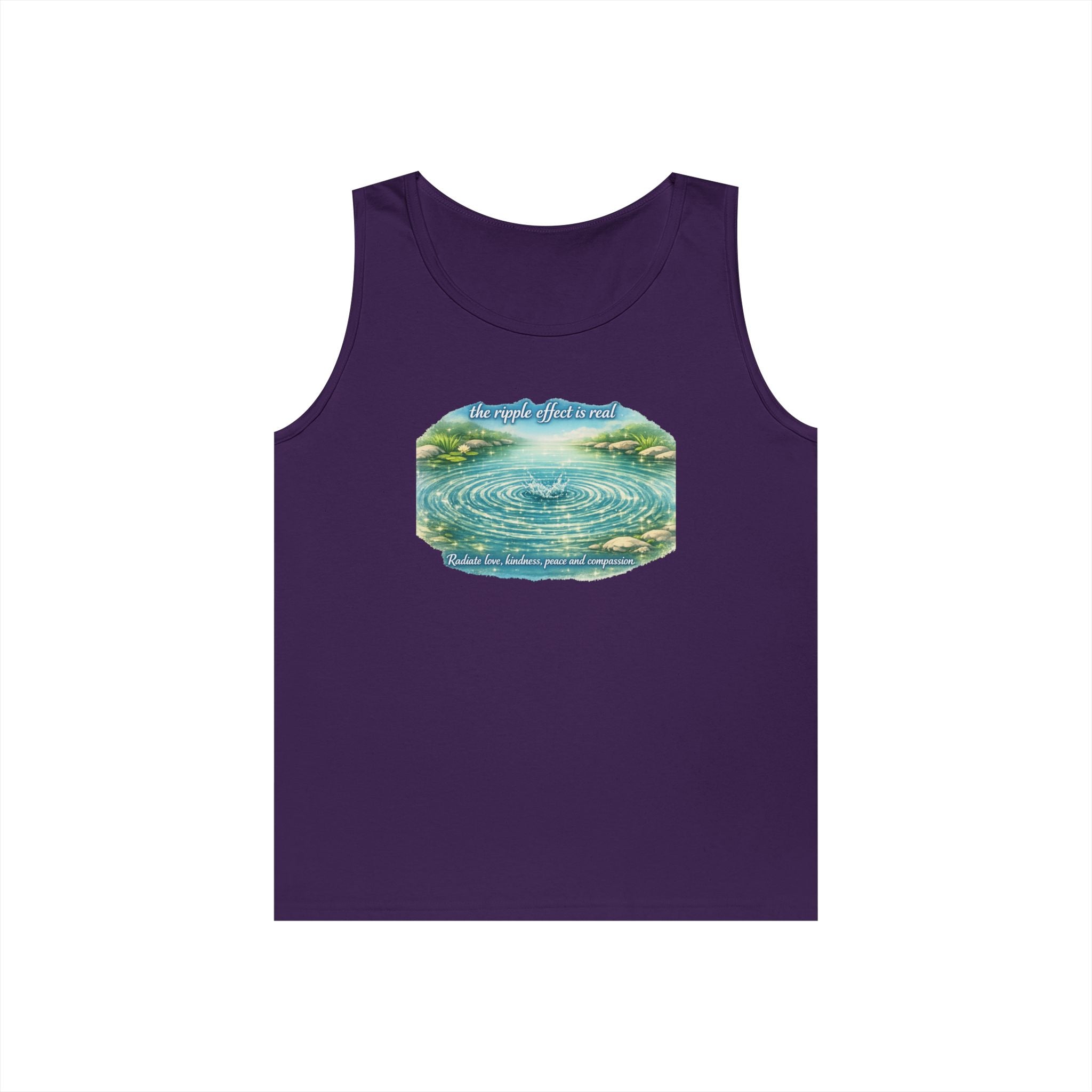 Lake Ripple Nature Tank Top — Serene Watercolor Mountain Pond Design