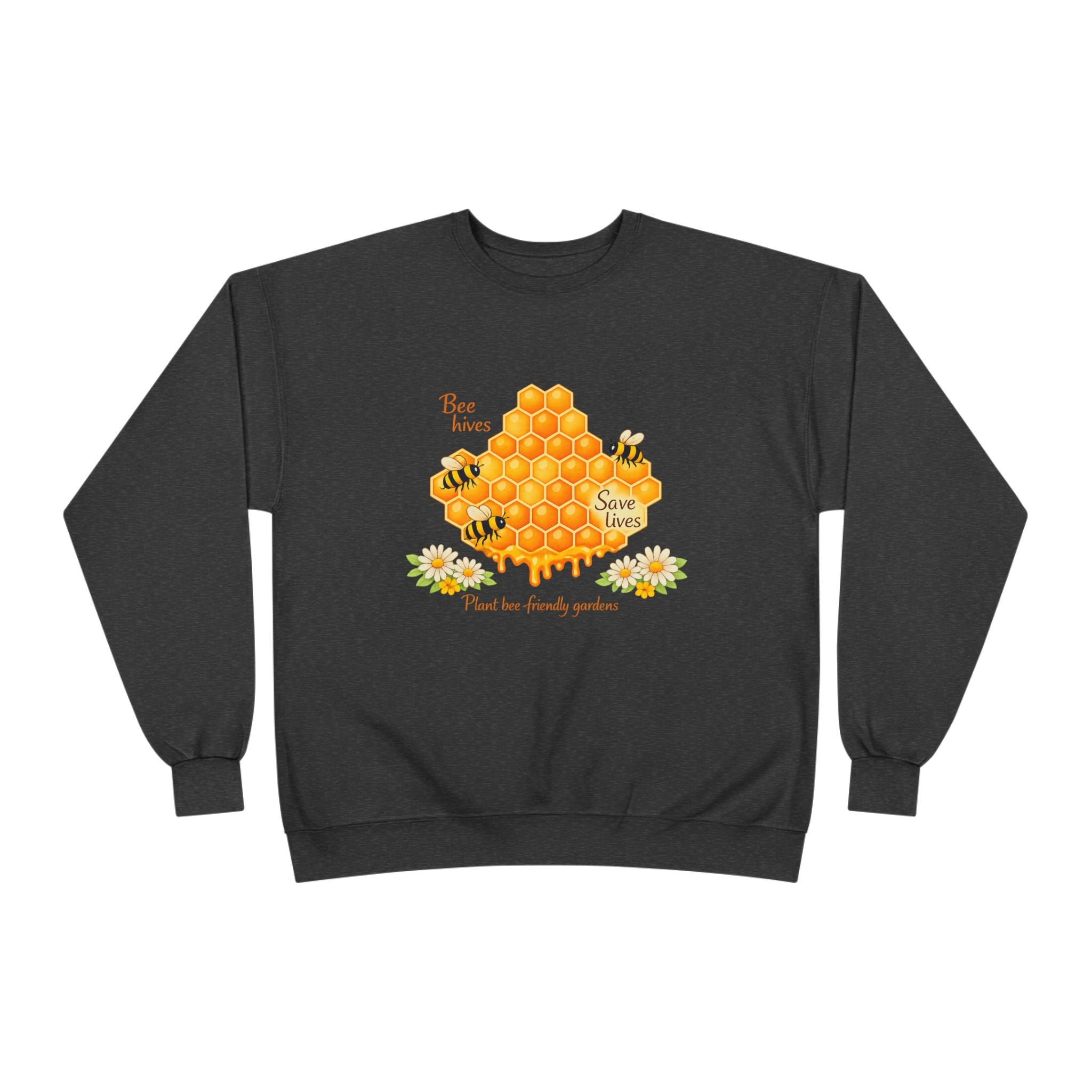 Bee Hive Sweatshirt – Save the Bees Honeycomb Floral Crewneck