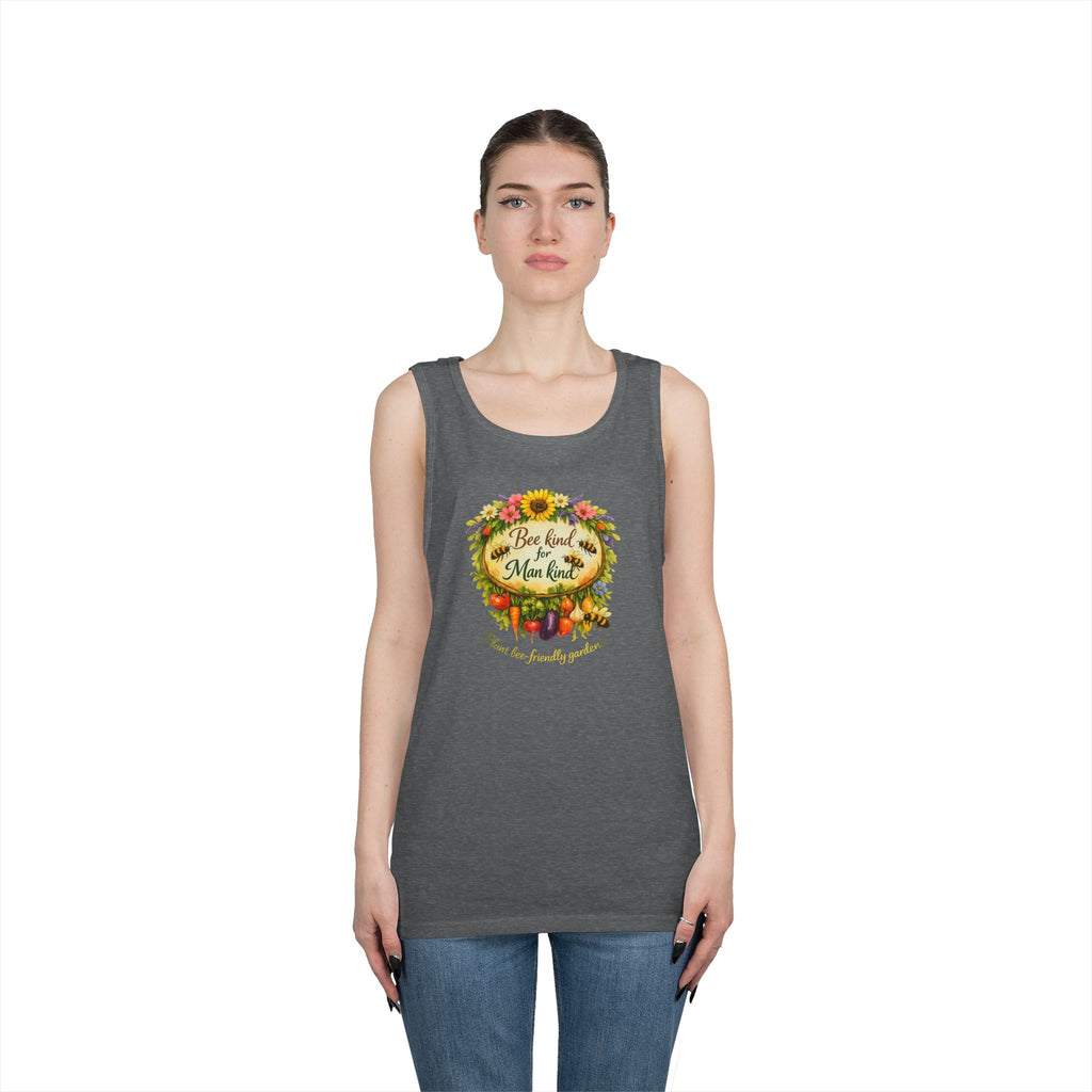 Sunflower Harvest Tank Top — "Bee Kind to mankind" Floral Summer Shirt
