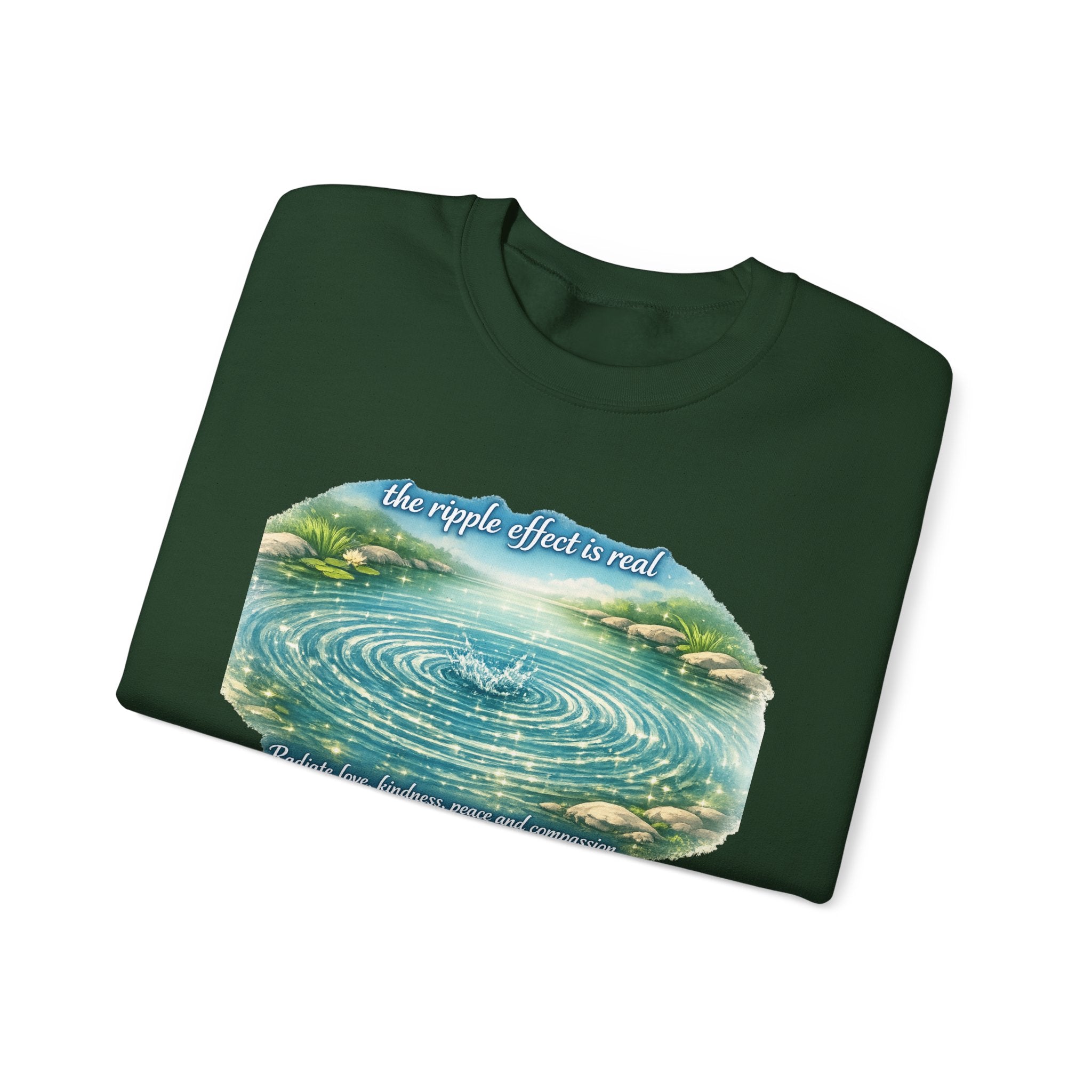 Ripple Effect Crewneck Sweatshirt — Scenic Lake Ripple Design