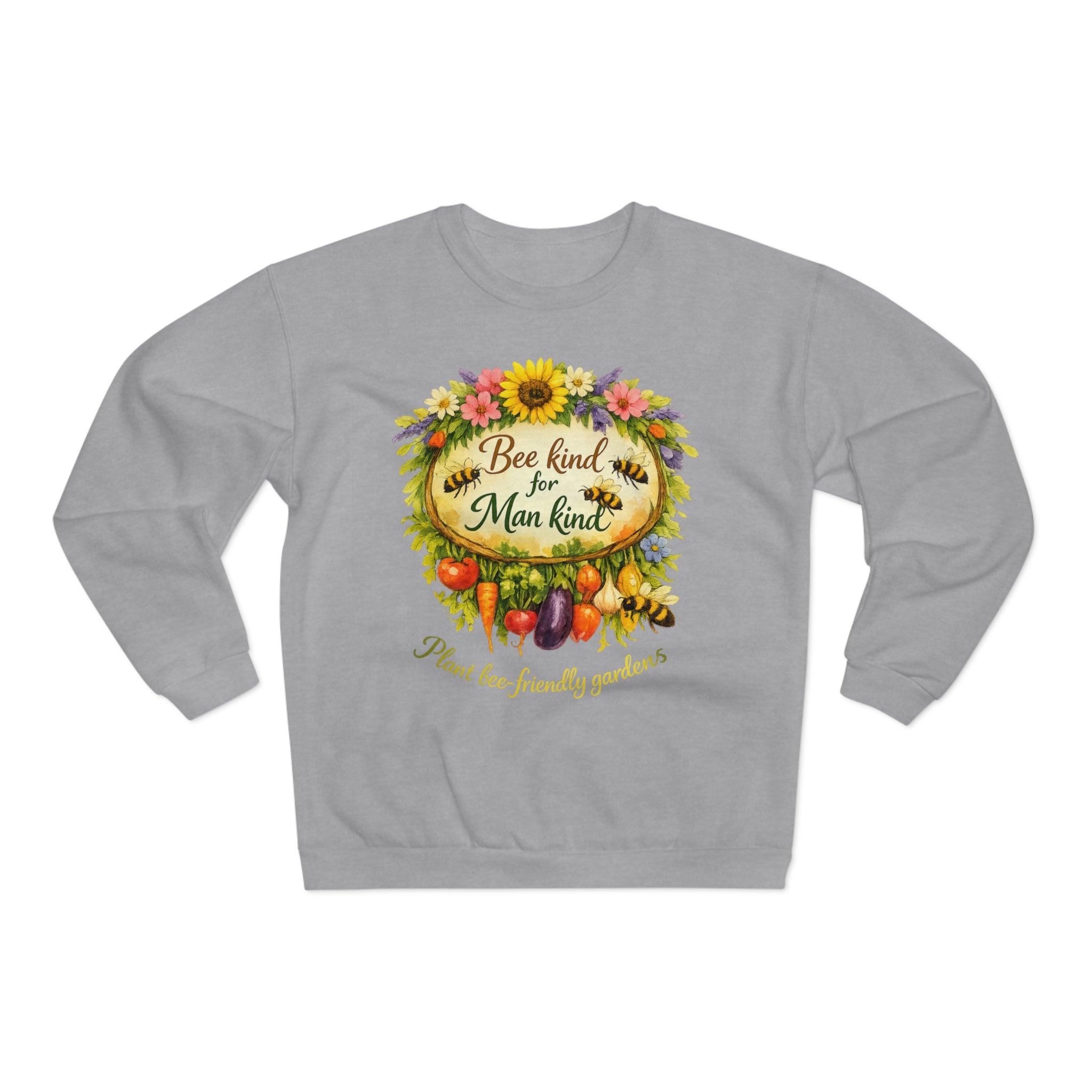 Bee Kind for Mankind Sweatshirt — Floral Sunflower & Bee Graphic Crewneck