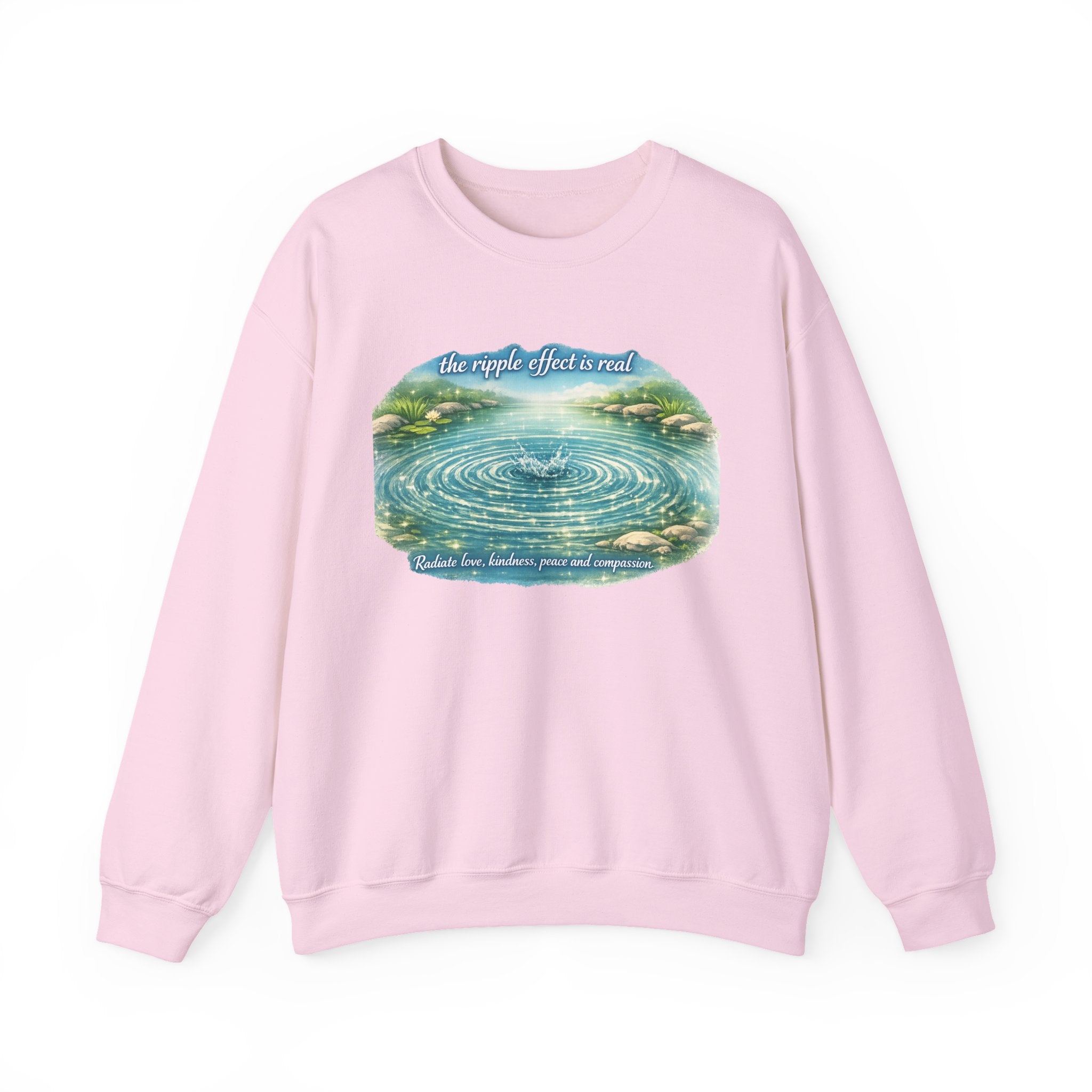 Ripple Effect Crewneck Sweatshirt — Scenic Lake Ripple Design