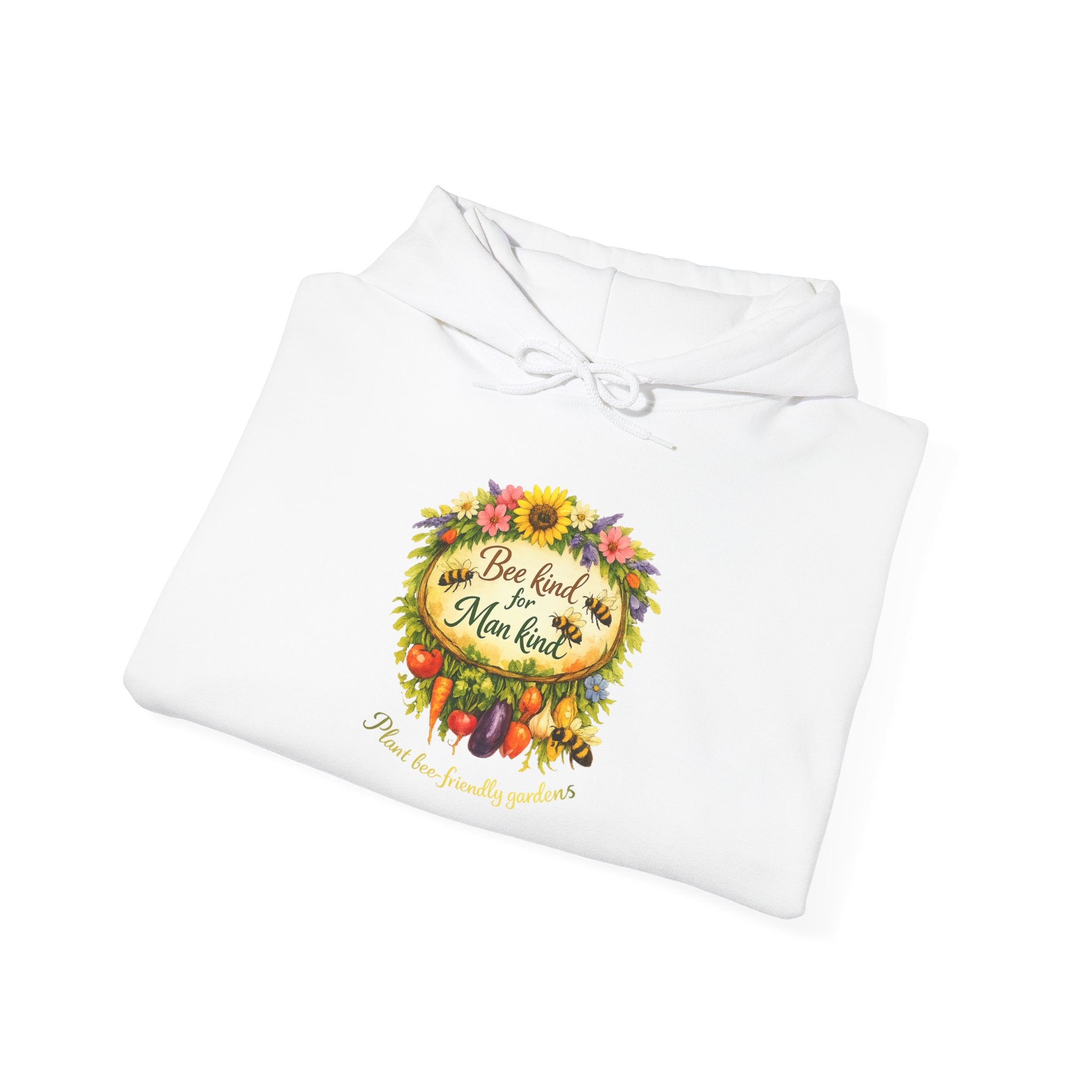 Autumn Floral "Bee Kind to Mankind" Hoodie — Cozy Fall Sweatshirt Gift