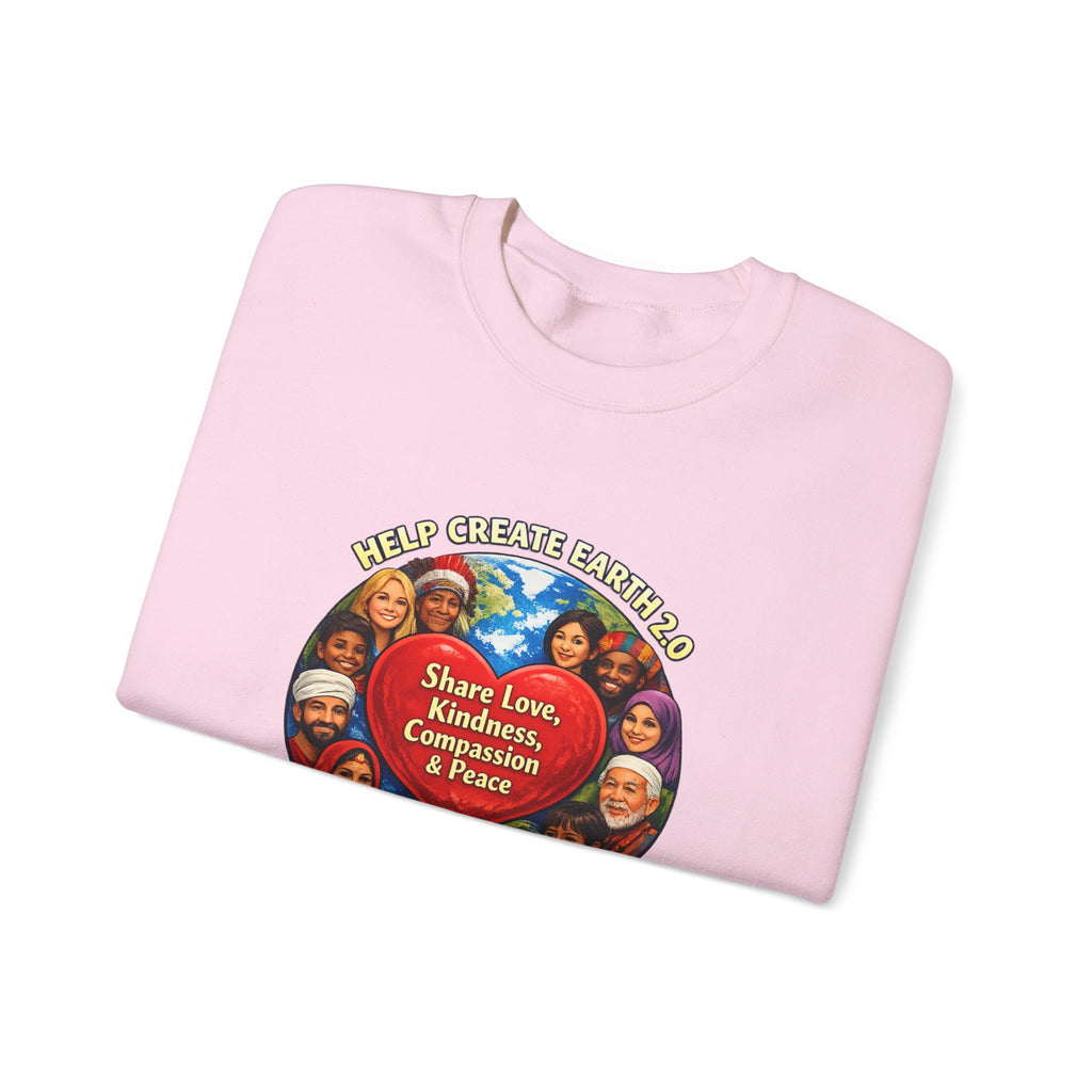 Crewneck Sweatshirt – "Share Love, Kindness, Compassion & Peace" Multicultural Heart Design
