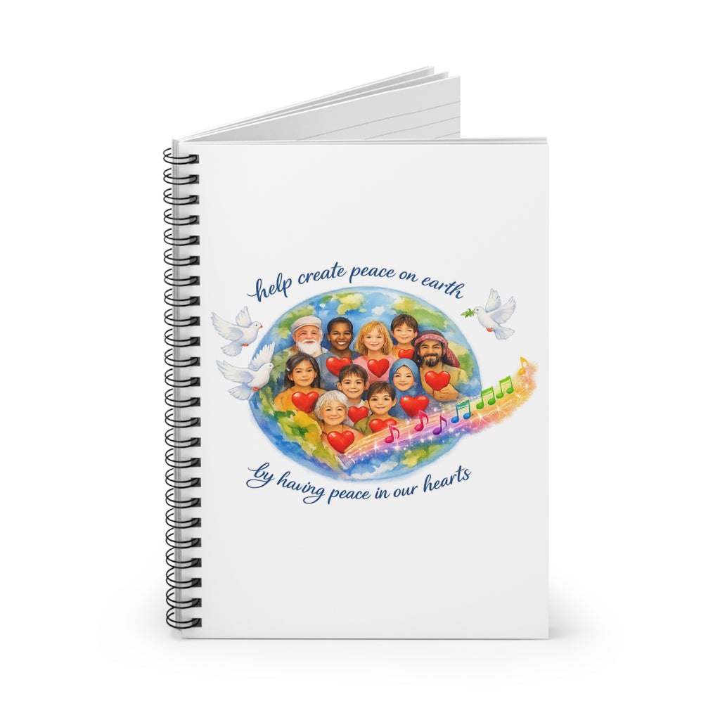 Peaceful Hearts Spiral Notebook — "Help create peace on earth by having peace in our hearts" Inspirational Journal
