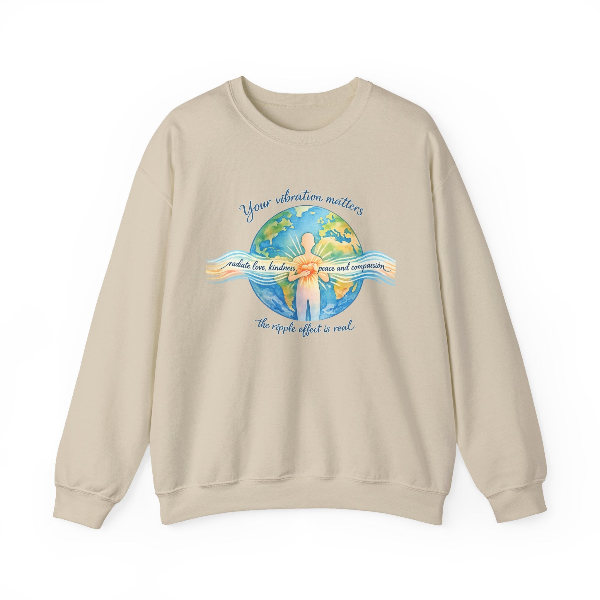 Crewneck Sweatshirt — "Your Vibration Matters" Earth & Heart Graphic