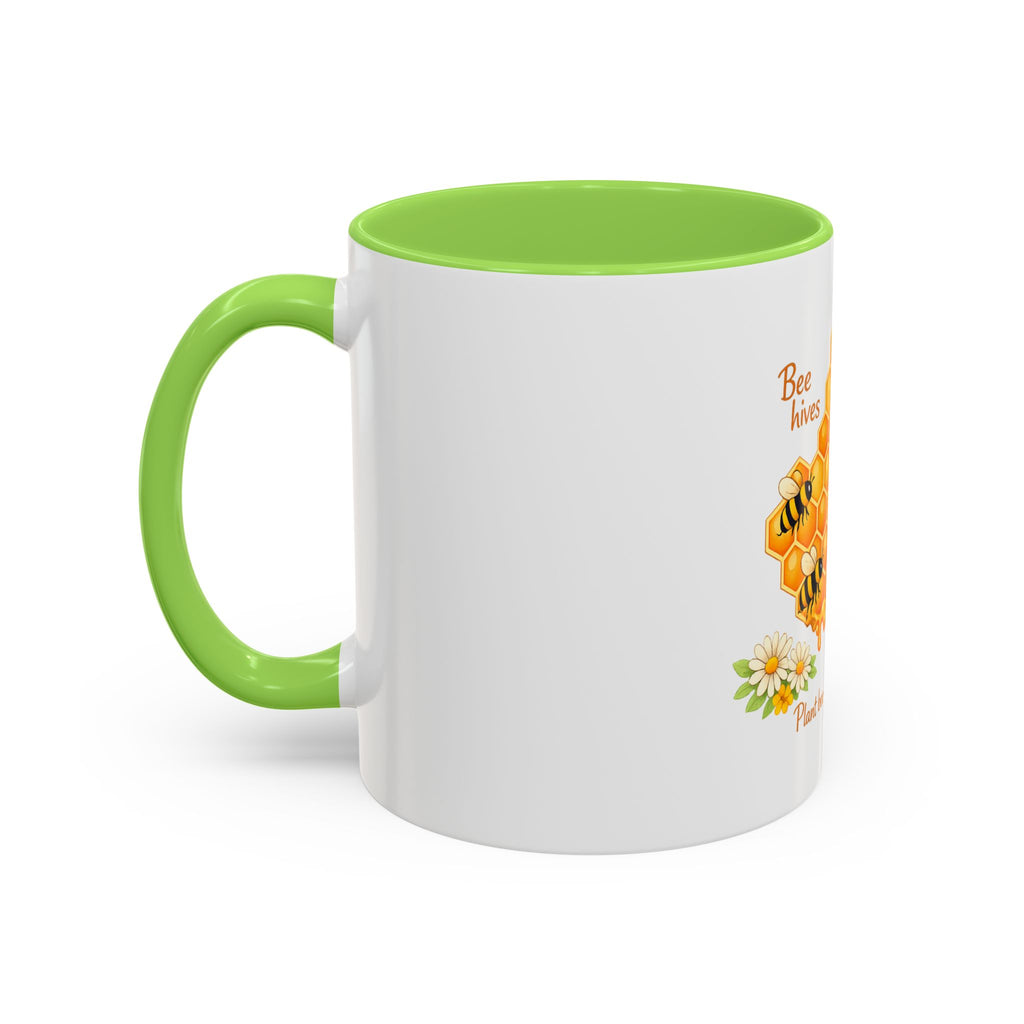 Bee-Friendly Honeycomb Mug — “Bee hives Save Lives” 11oz/15oz