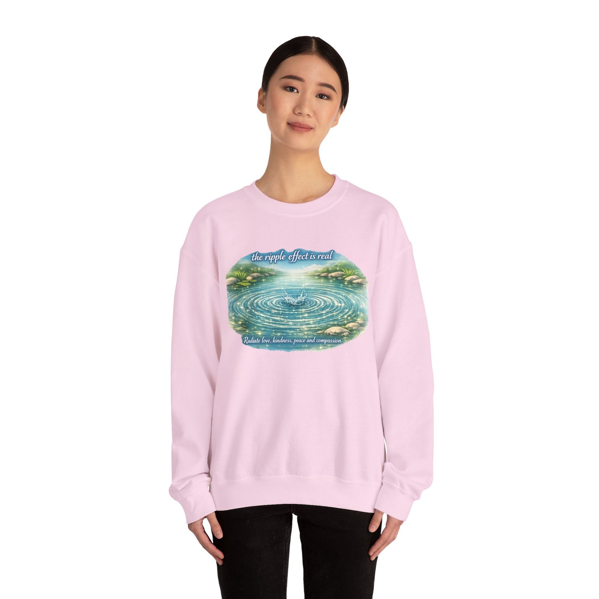 Ripple Effect Crewneck Sweatshirt — Scenic Lake Ripple Design
