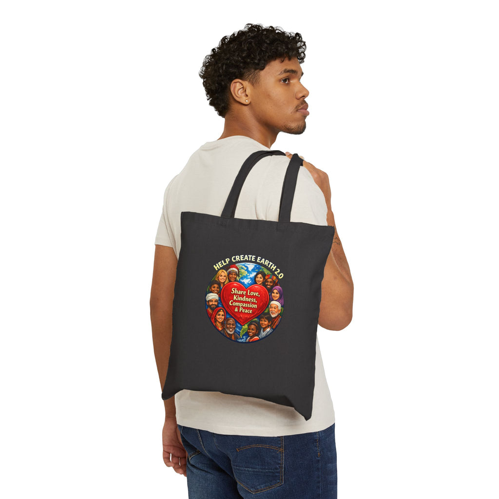 Be the Change Cotton Canvas Tote — Inspirational Kindness & Peace Tote Bag