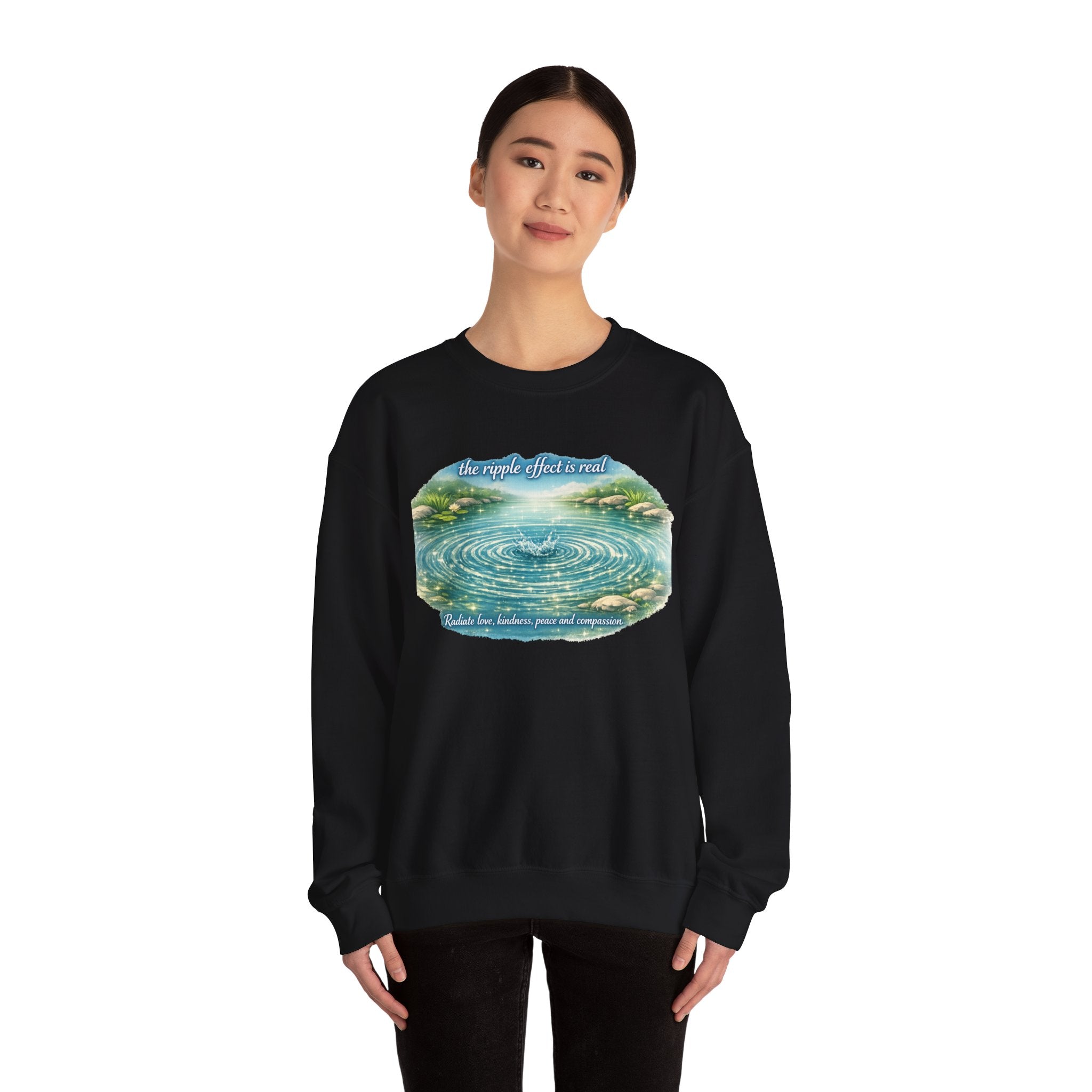 Ripple Effect Crewneck Sweatshirt — Scenic Lake Ripple Design