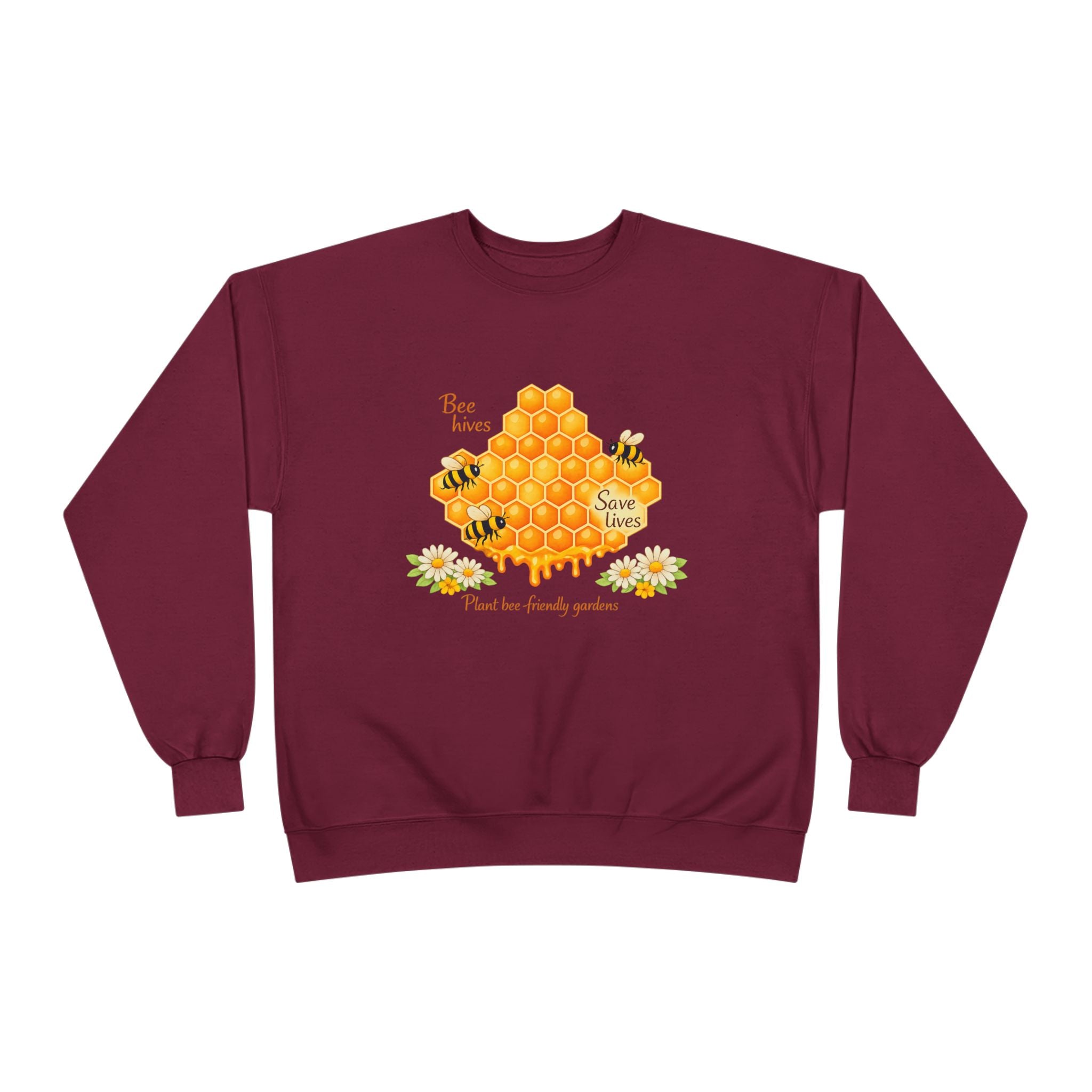 Bee Hive Sweatshirt – Save the Bees Honeycomb Floral Crewneck