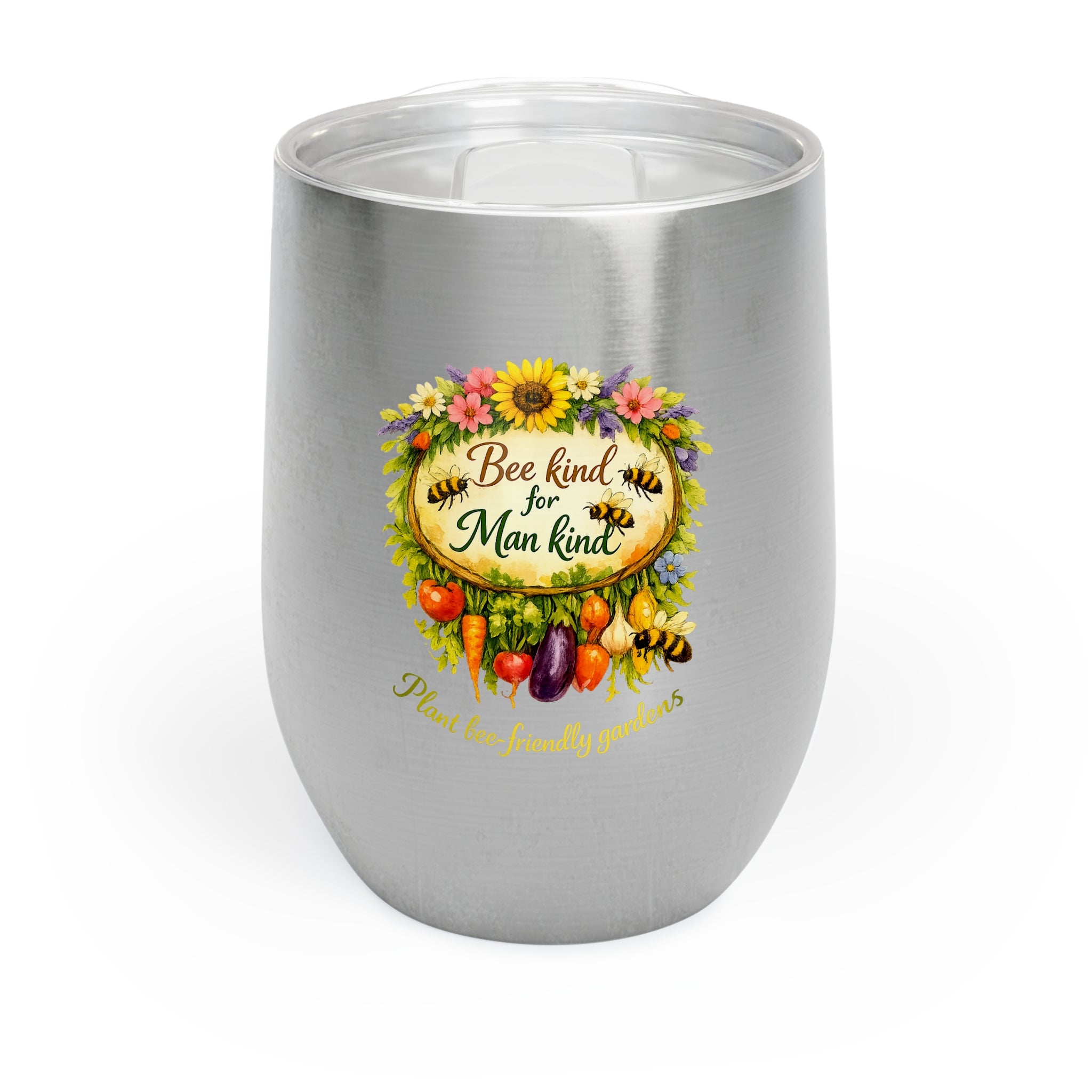 Bee-Friendly Chill Wine Tumbler — Plant Bee Gardens (International Bee Day)