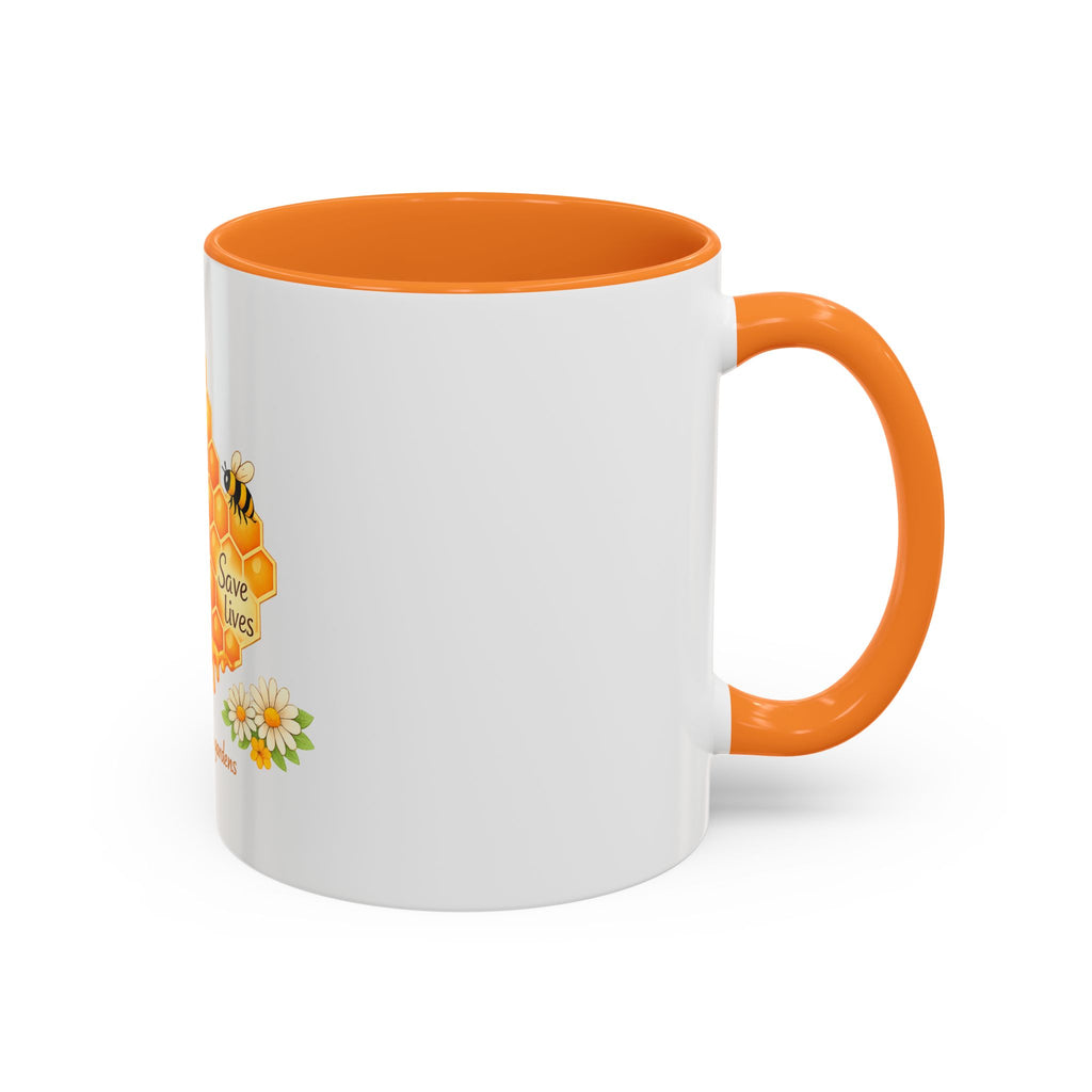 Bee-Friendly Honeycomb Mug — “Bee hives Save Lives” 11oz/15oz