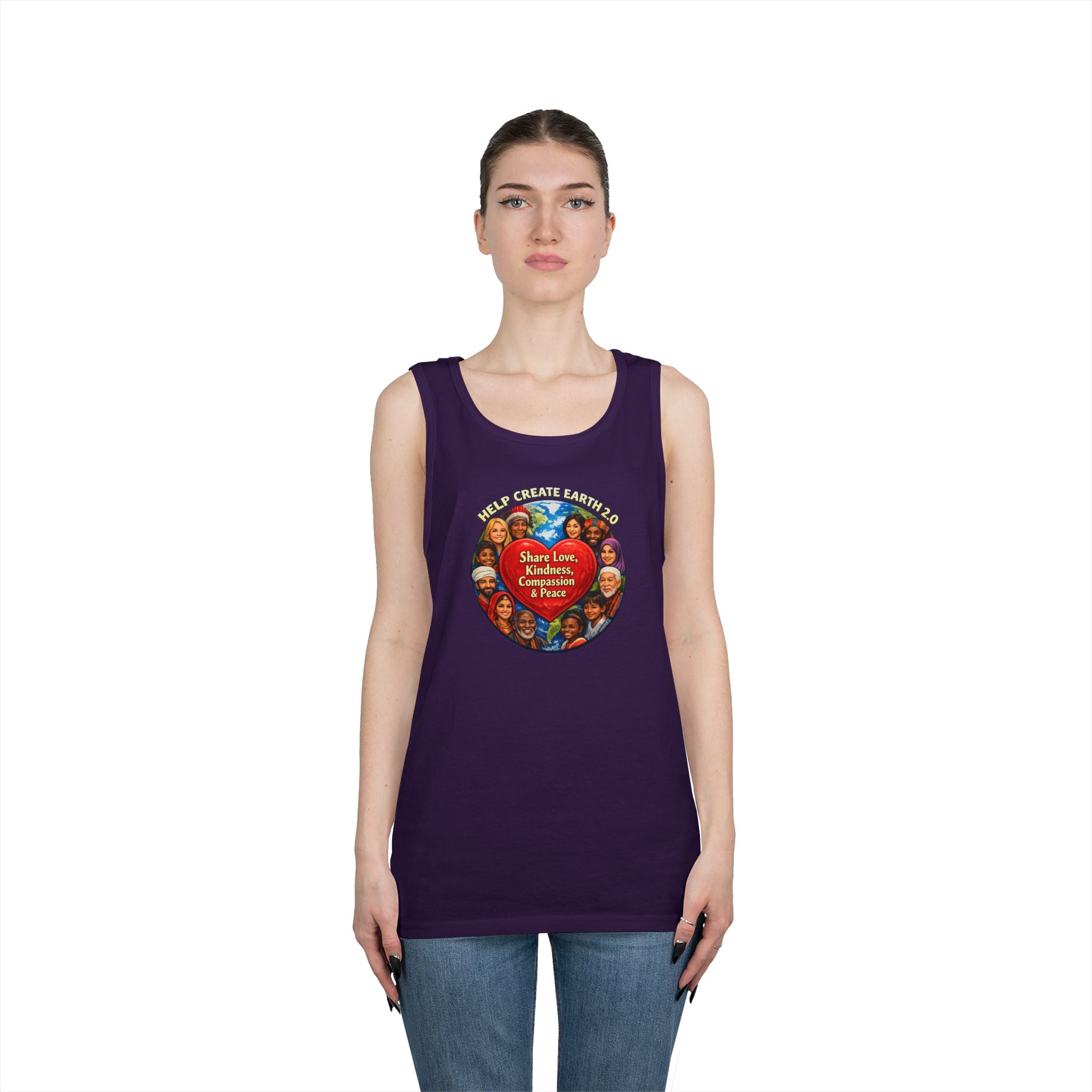 Peace & Kindness Tank Top — "Share Love, Kindness, Compassion & Peace" Graphic