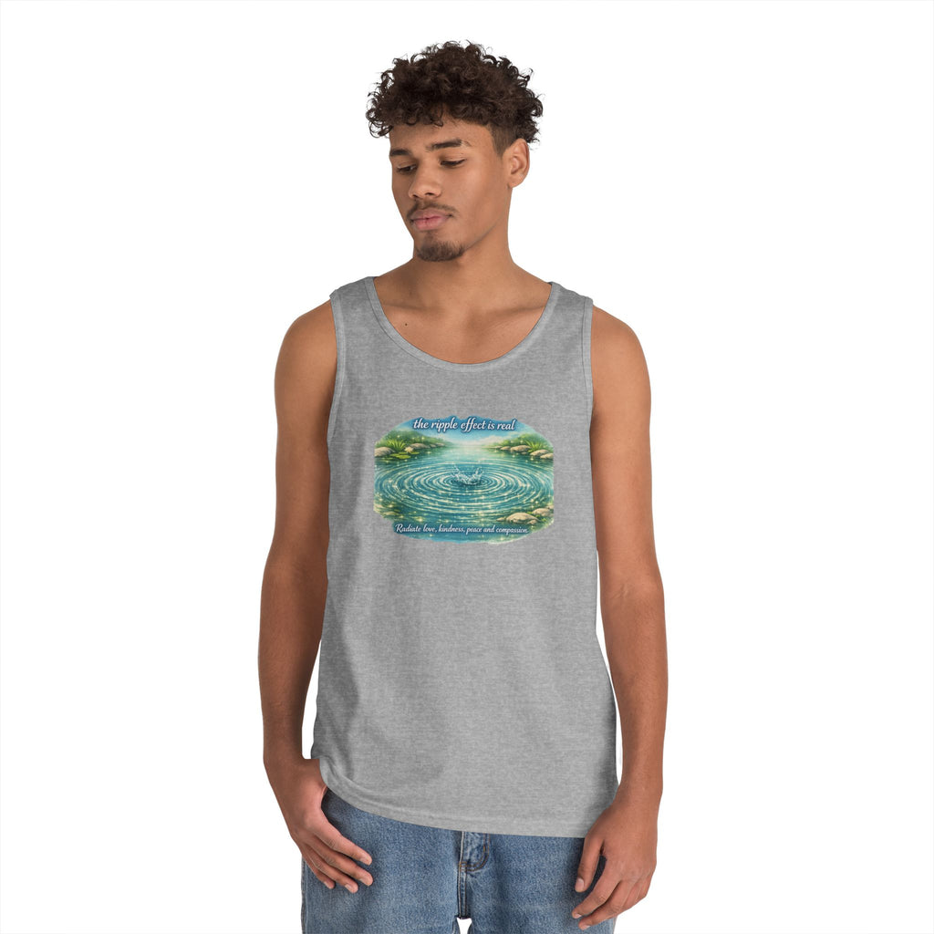 Lake Ripple Nature Tank Top — Serene Watercolor Mountain Pond Design