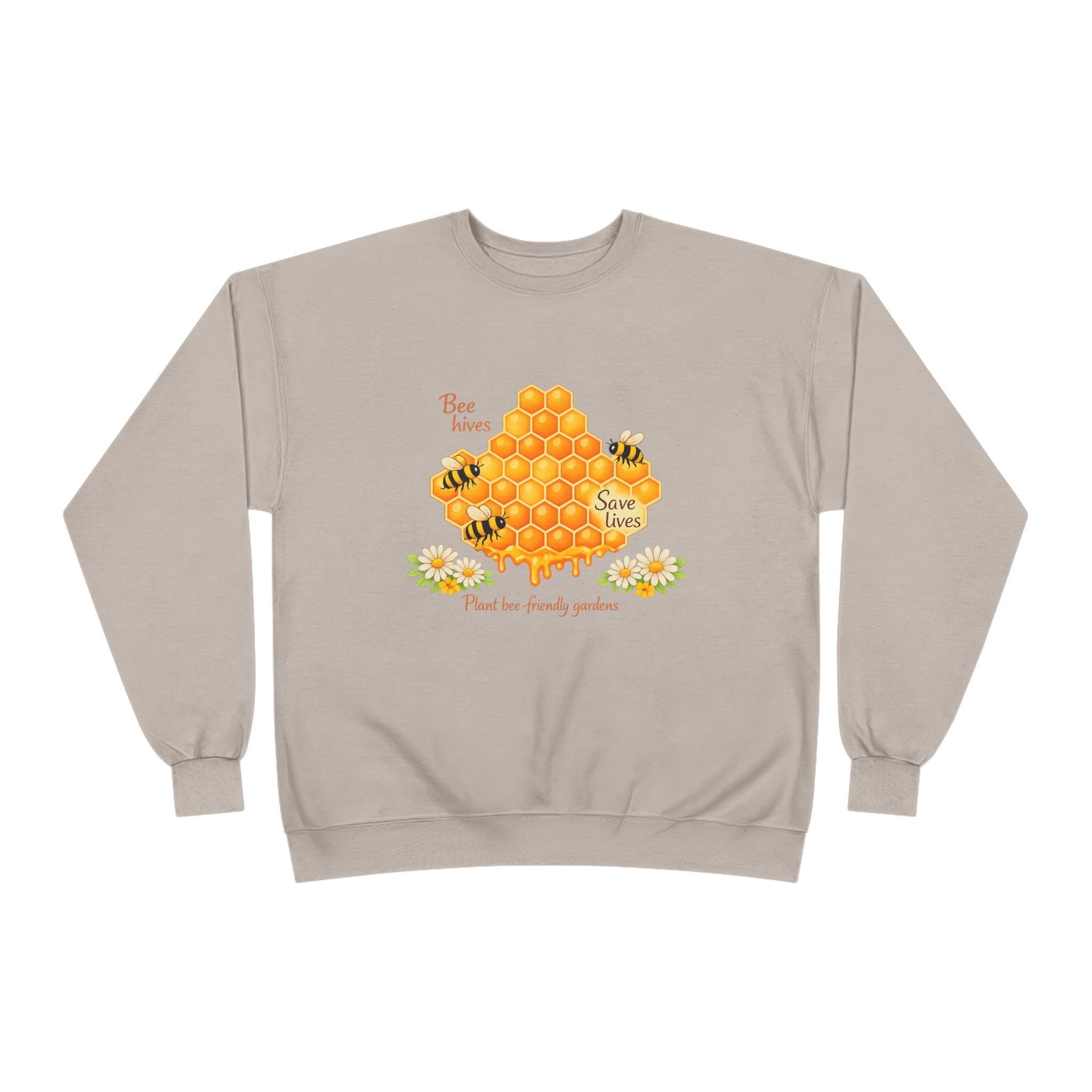 Bee Hive Sweatshirt – Save the Bees Honeycomb Floral Crewneck