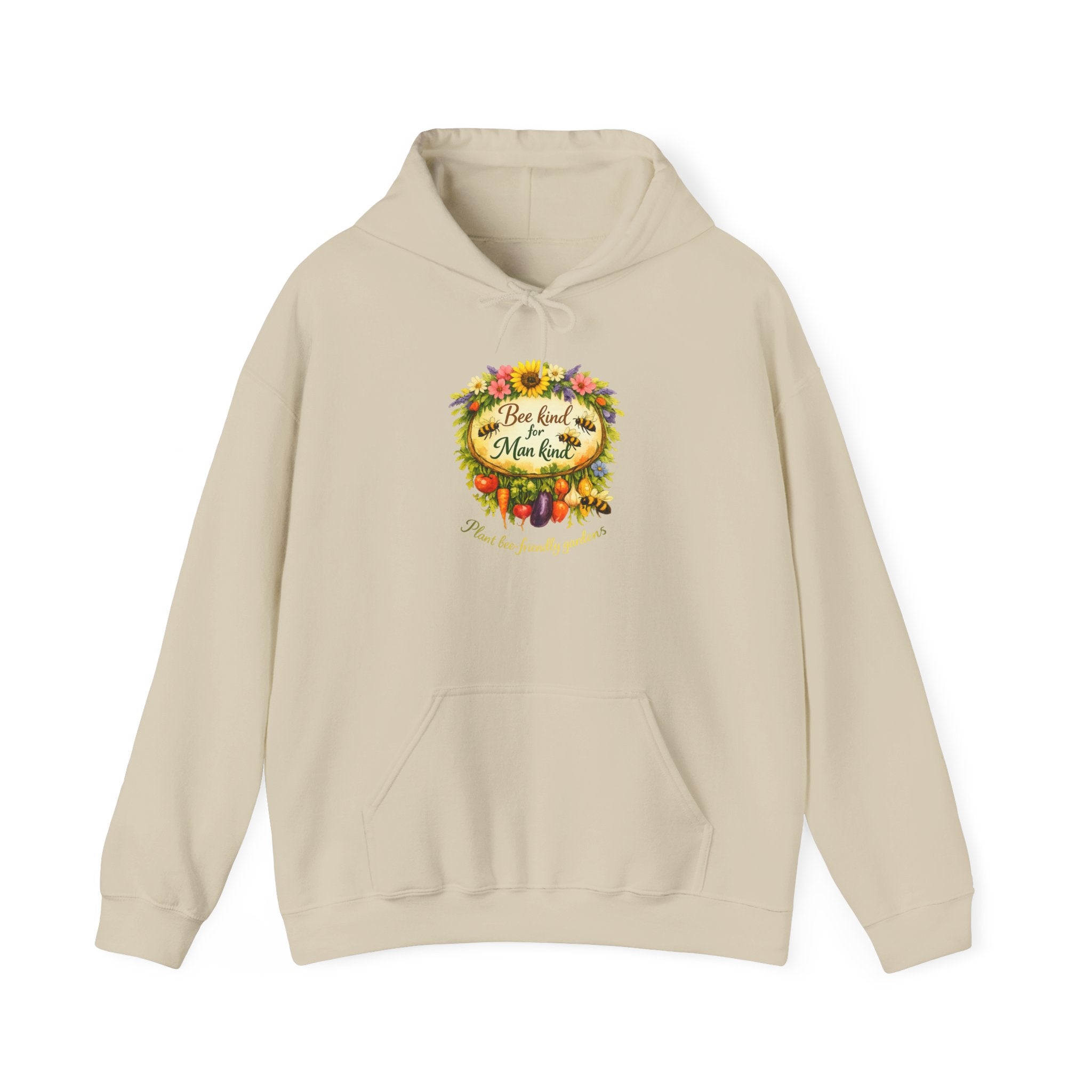 Autumn Floral "Bee Kind to Mankind" Hoodie — Cozy Fall Sweatshirt Gift