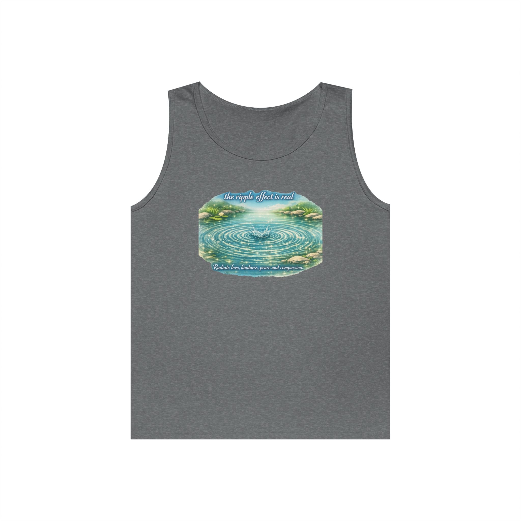 Lake Ripple Nature Tank Top — Serene Watercolor Mountain Pond Design