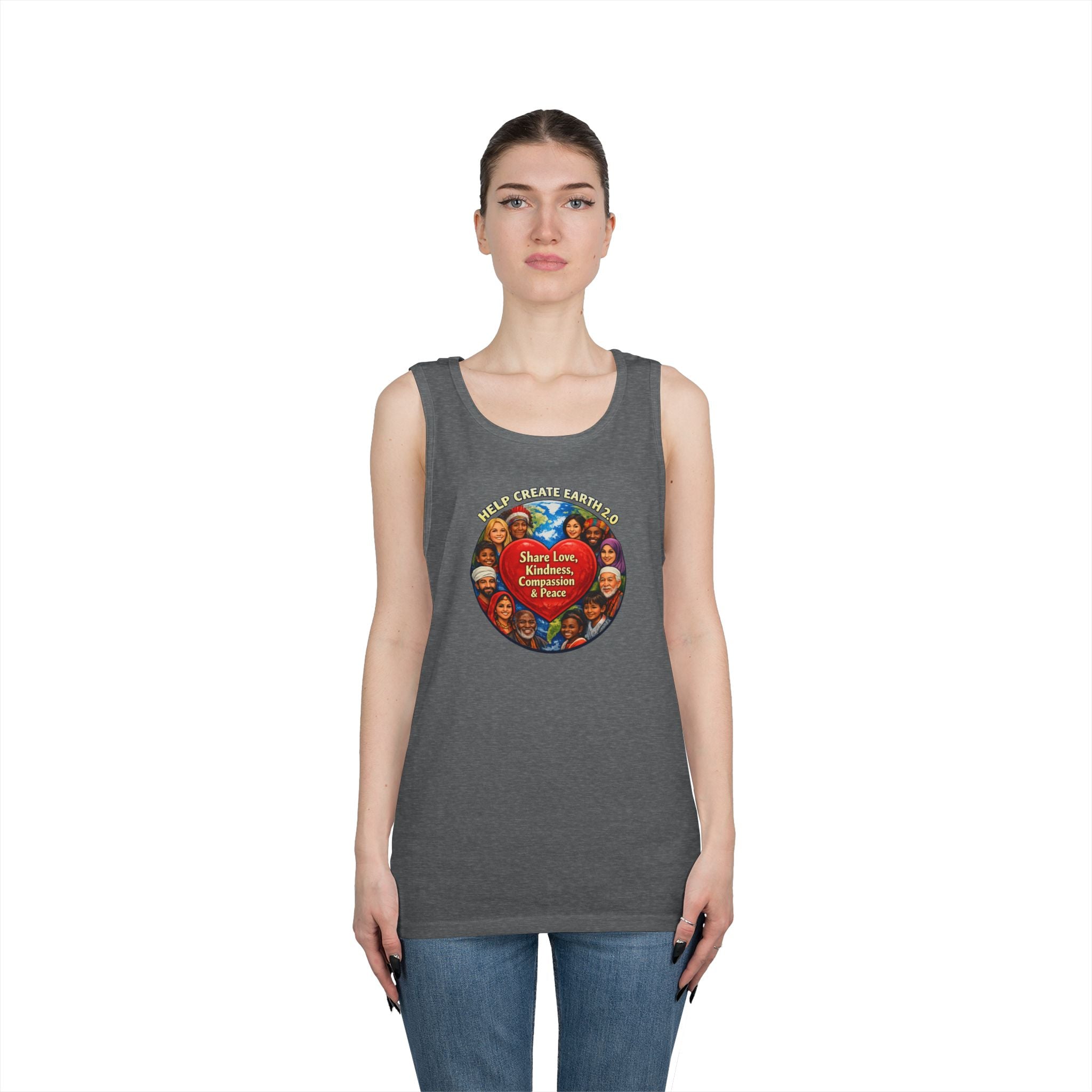 Peace & Kindness Tank Top — "Share Love, Kindness, Compassion & Peace" Graphic