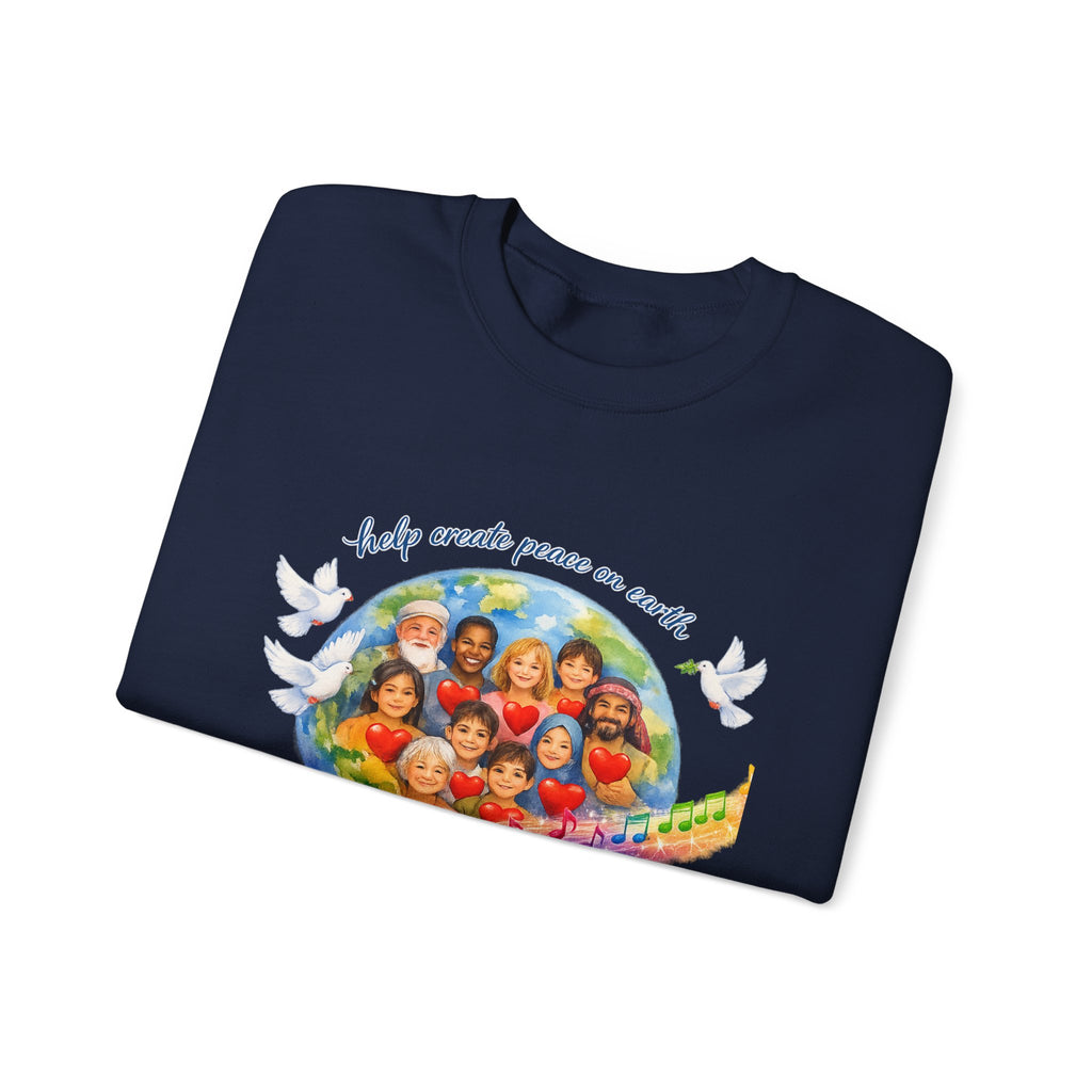 Peace on Earth Crewneck Sweatshirt — "Help Create Peace on Earth" Kids of the World Design