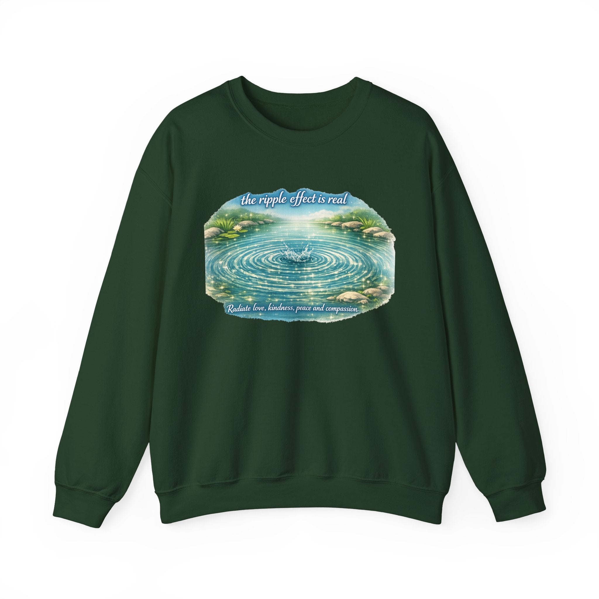 Ripple Effect Crewneck Sweatshirt — Scenic Lake Ripple Design