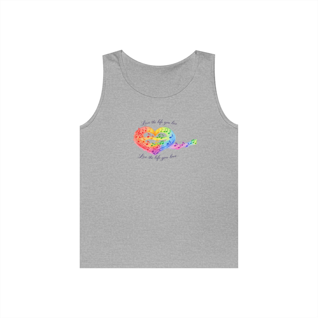 Rainbow Heart Tank Top — "Love the life you live"