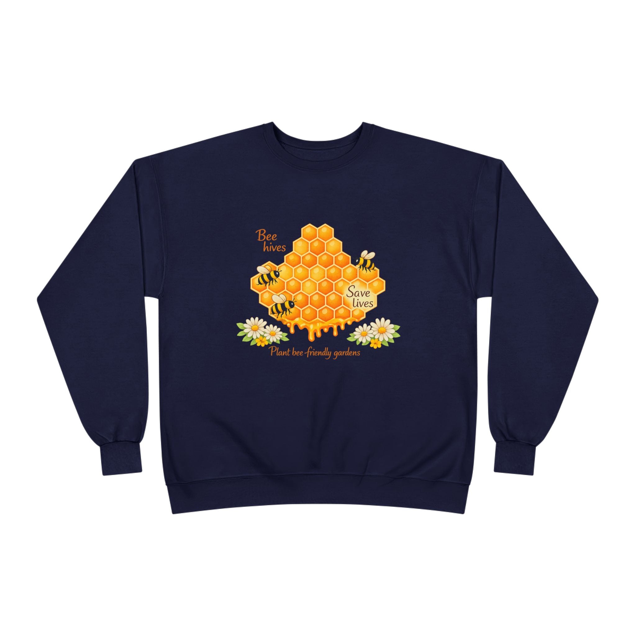 Bee Hive Sweatshirt – Save the Bees Honeycomb Floral Crewneck