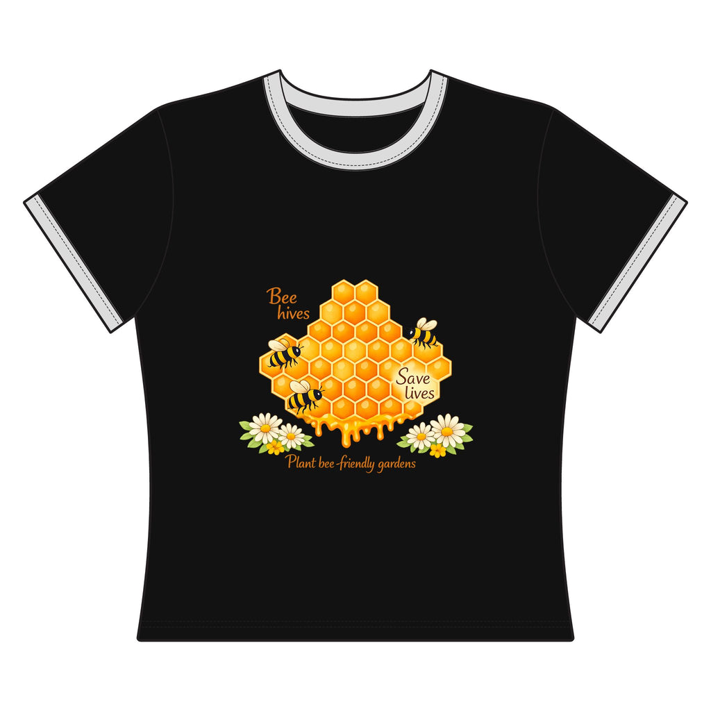 Bee Lives Save Lives Ringer Tee — Plant Bee-Friendly Gardens