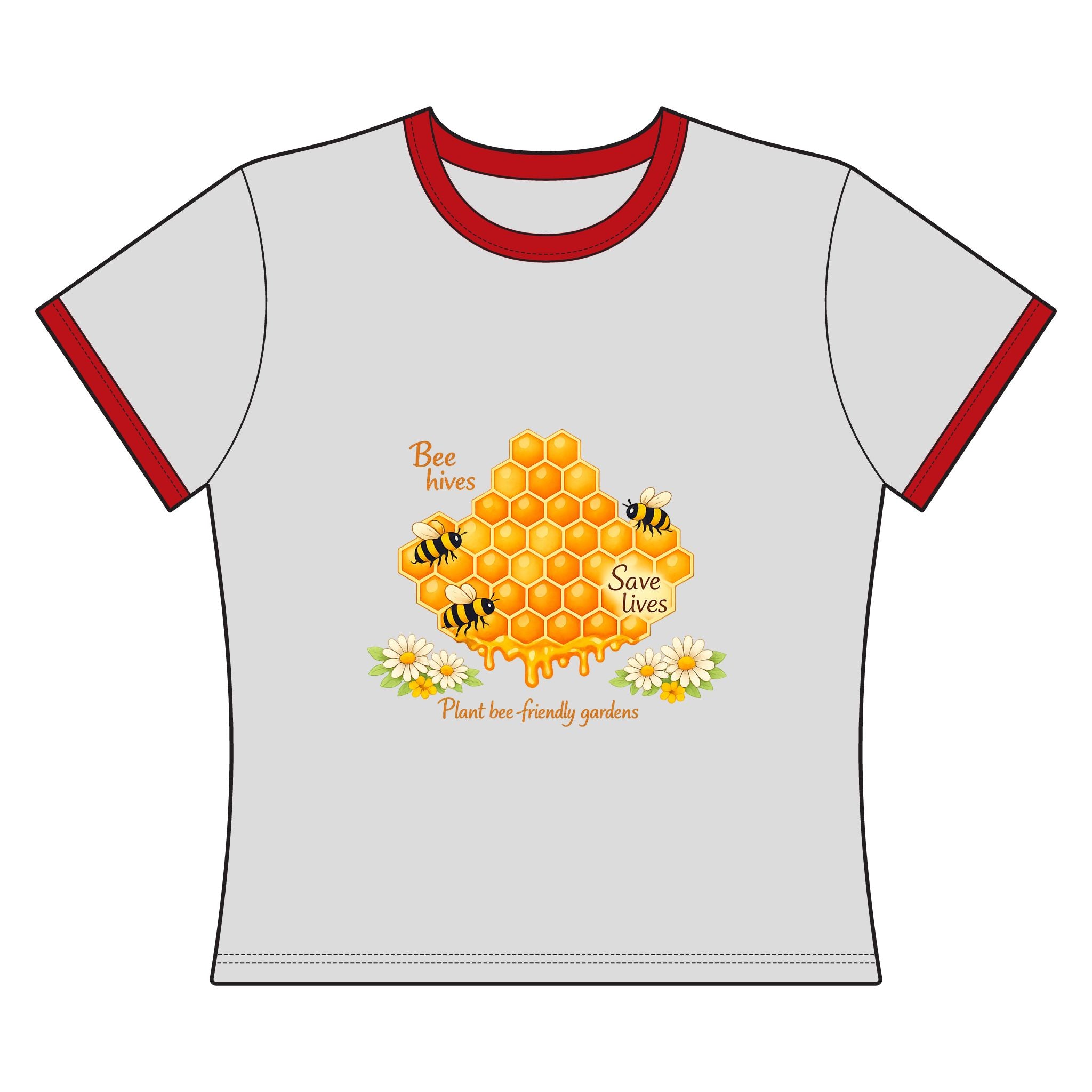Bee Lives Save Lives Ringer Tee — Plant Bee-Friendly Gardens