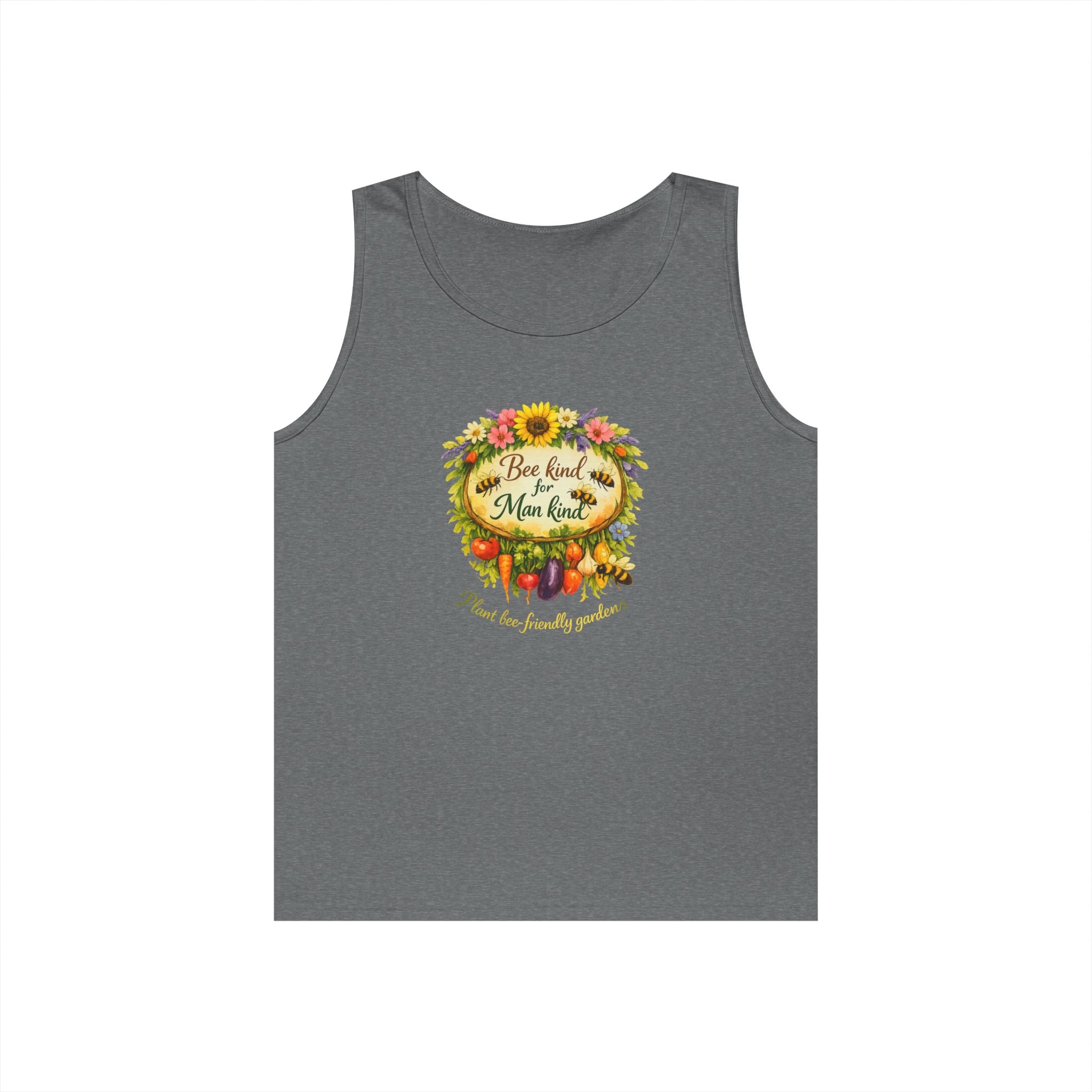 Sunflower Harvest Tank Top — "Bee Kind to mankind" Floral Summer Shirt