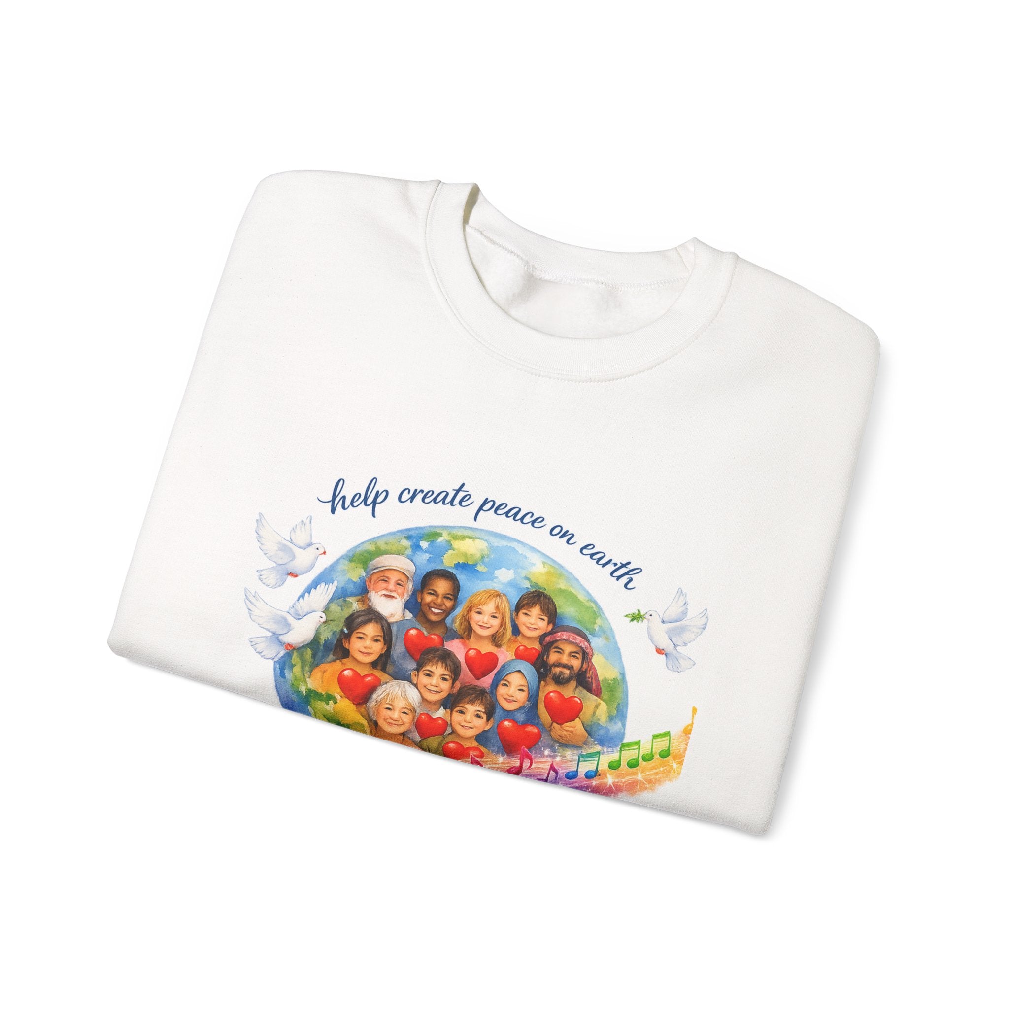 Peace on Earth Crewneck Sweatshirt — "Help Create Peace on Earth" Kids of the World Design