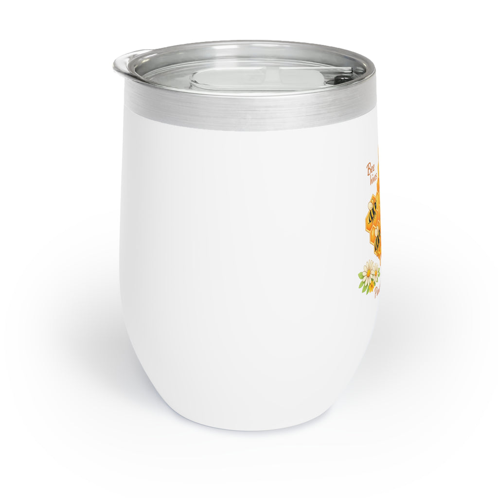 Chill Wine Tumbler — Bee Friendly Honeycomb Floral Design (International Bee Day)