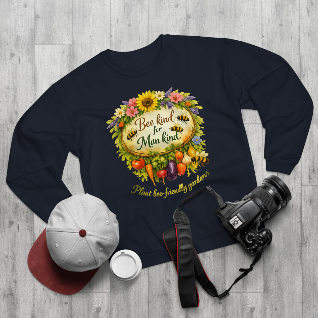 Bee Kind for Mankind Sweatshirt — Floral Sunflower & Bee Graphic Crewneck