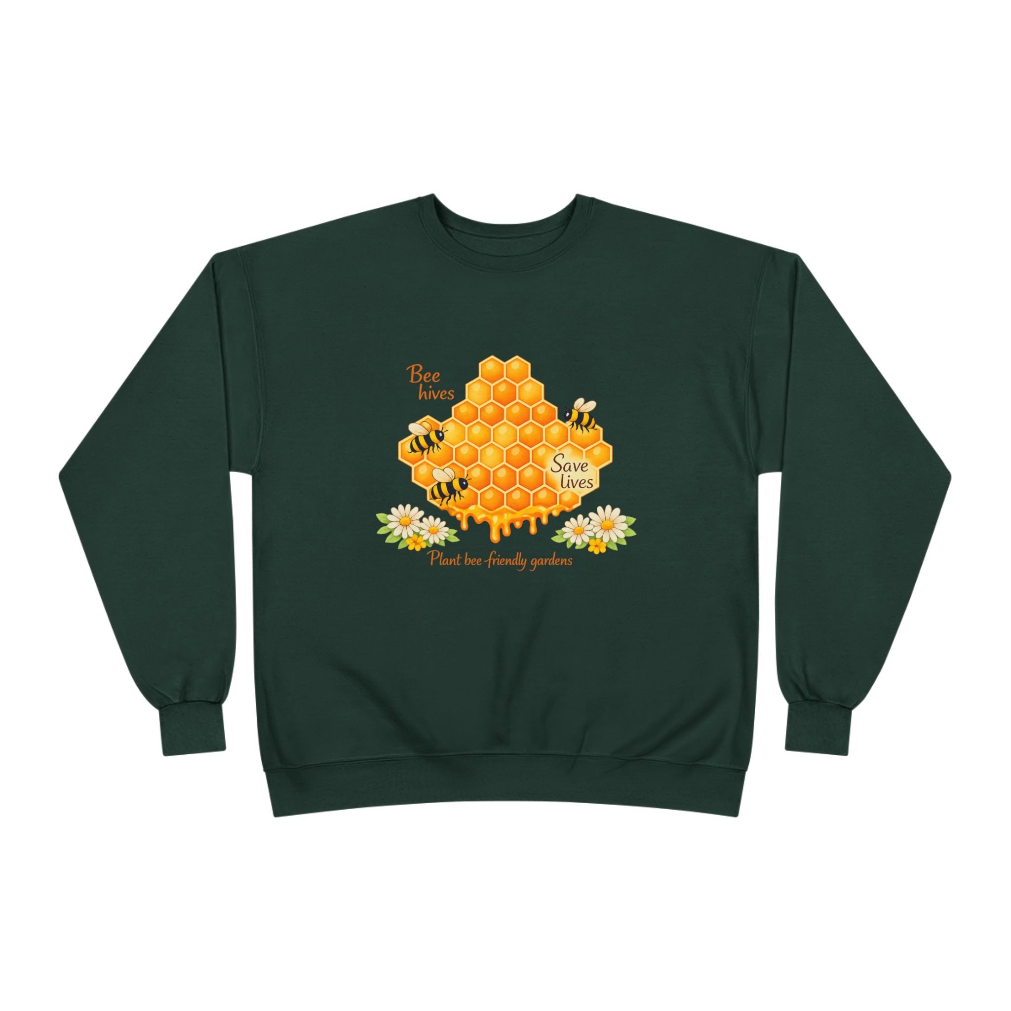 Bee Hive Sweatshirt – Save the Bees Honeycomb Floral Crewneck