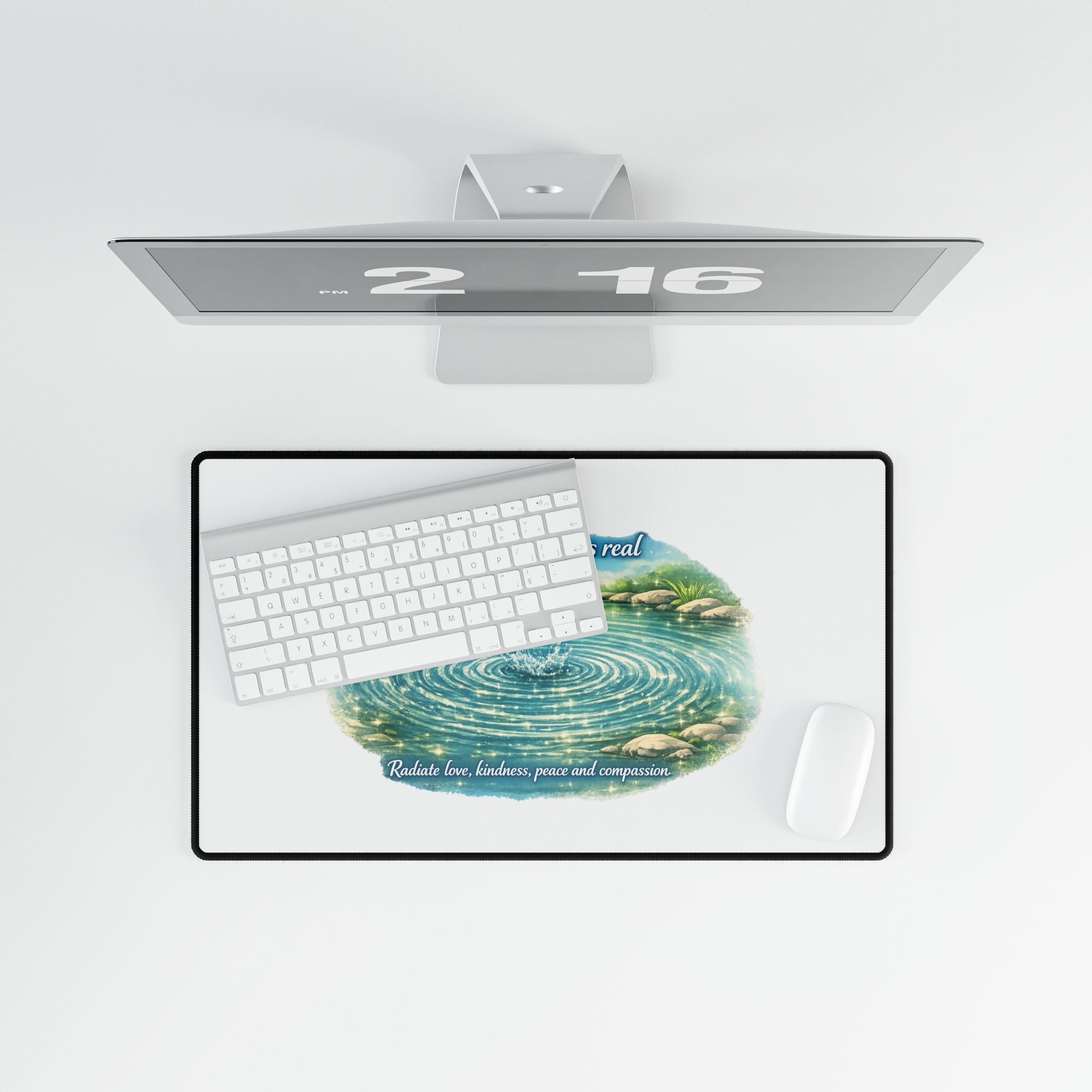 Ripple Effect Desk Mat — Tranquil Water Ripple Mouse Pad with Inspirational Quote