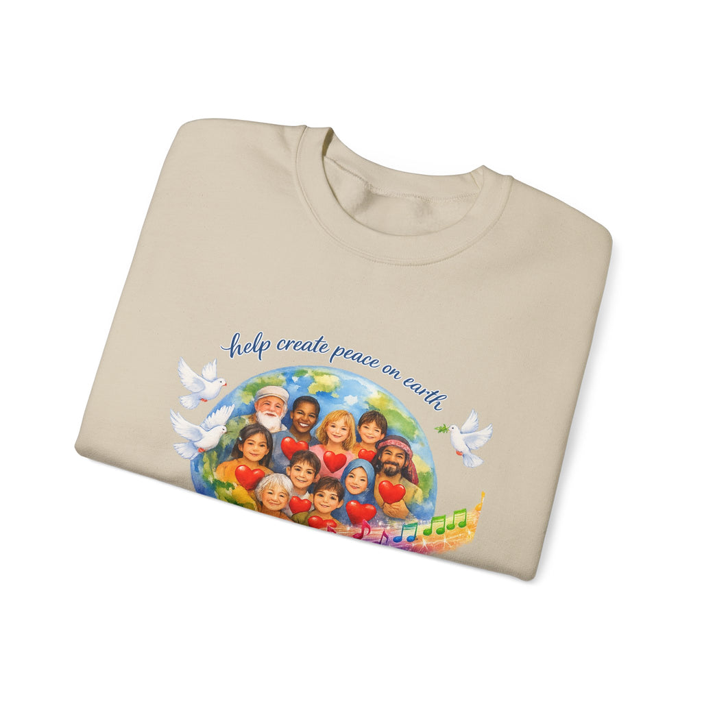 Peace on Earth Crewneck Sweatshirt — "Help Create Peace on Earth" Kids of the World Design