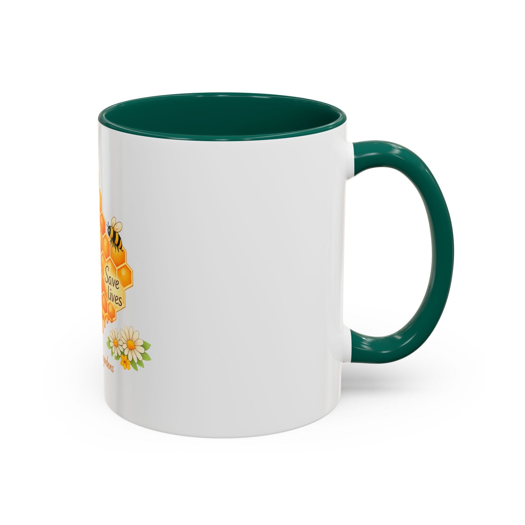 Bee-Friendly Honeycomb Mug — “Bee hives Save Lives” 11oz/15oz