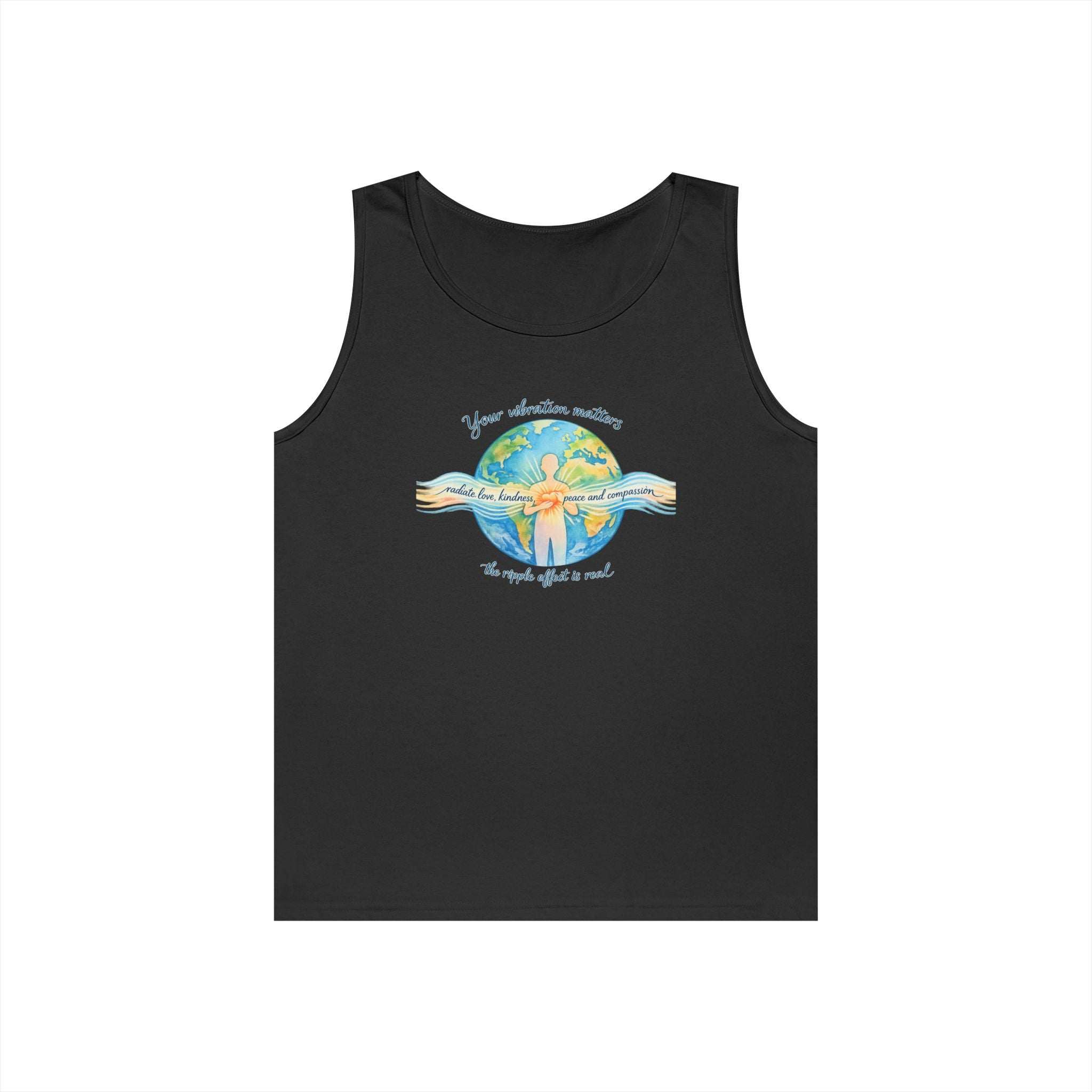 Earth Hug Tank — "Your vibration matters" Eco Positive Graphic Tank Top