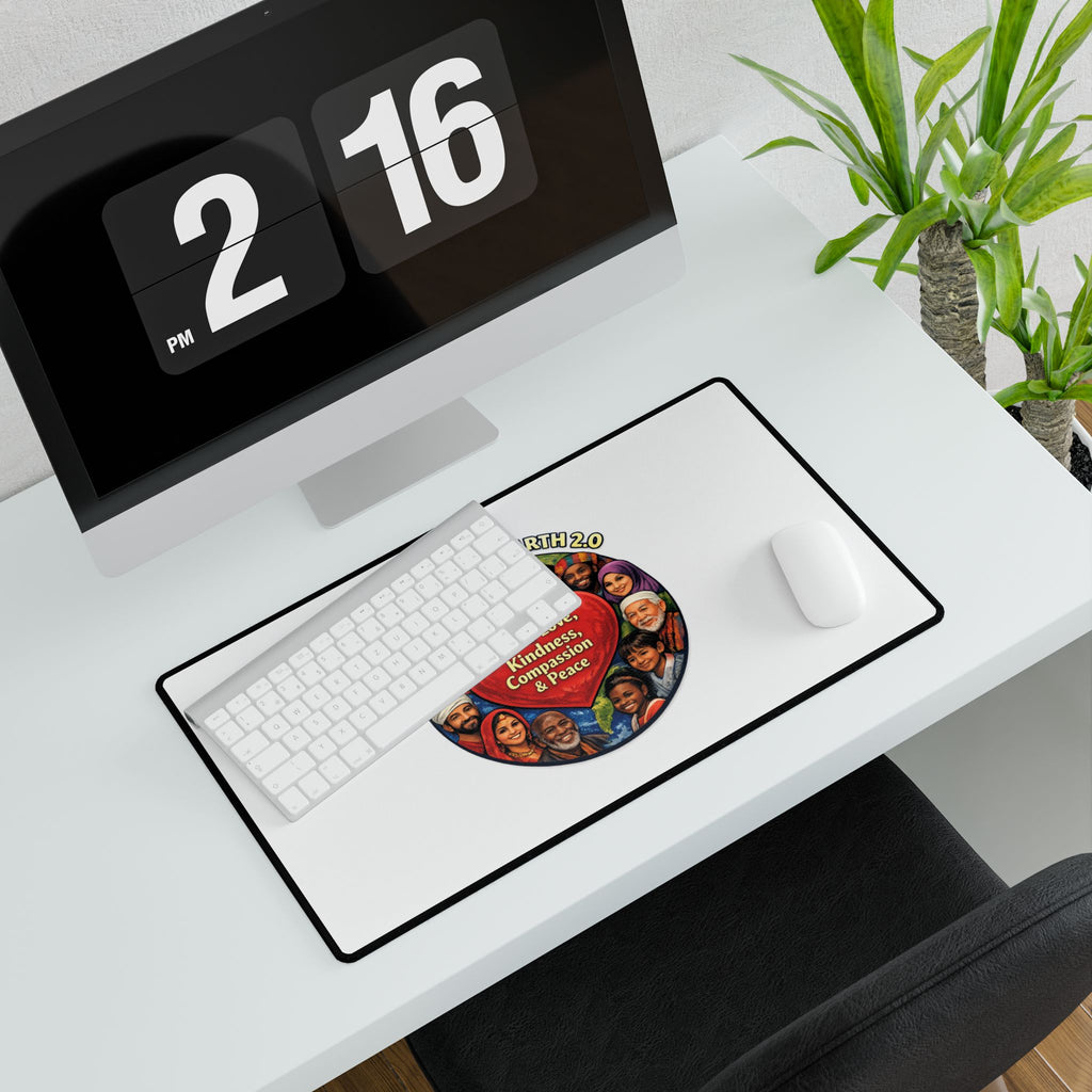 Desk Mat — "Share Love, Kindness, Compassion & Peace" Heart Globe Design