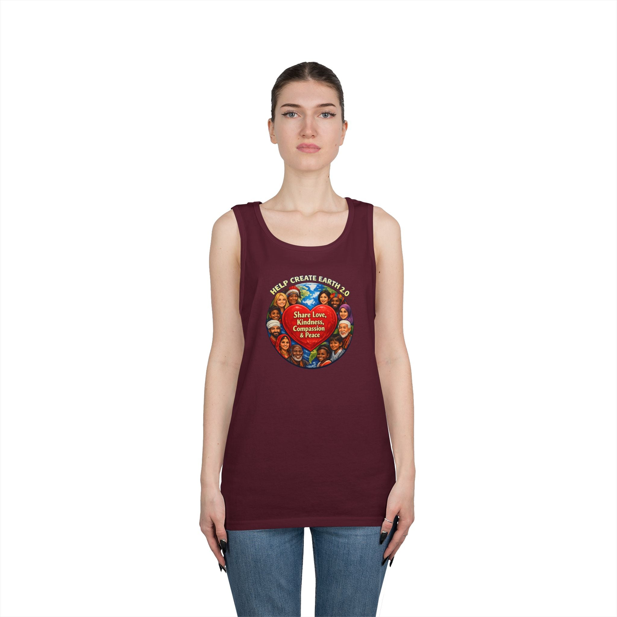 Peace & Kindness Tank Top — "Share Love, Kindness, Compassion & Peace" Graphic