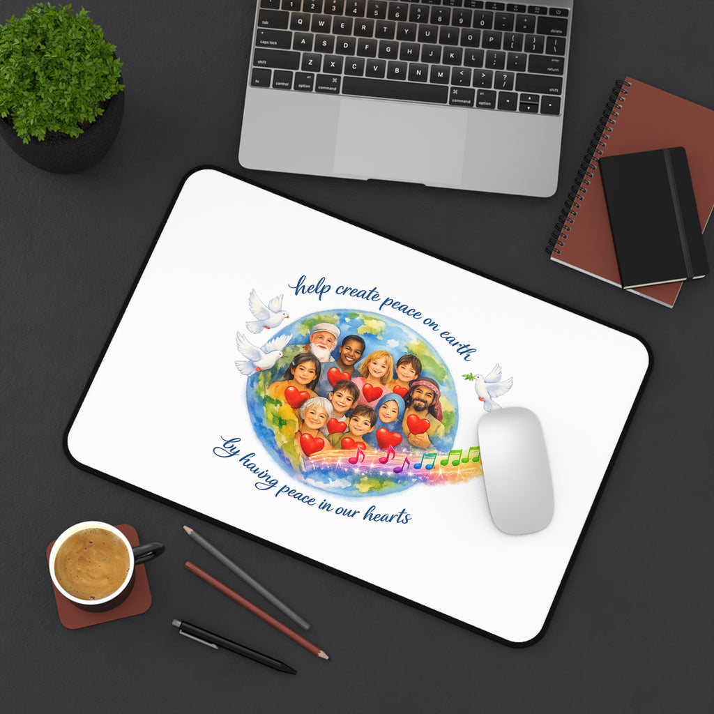 Radiate Peace Desk Mat — Inspirational Quote Desk Pad