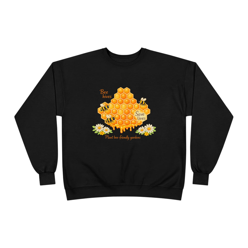 Bee Hive Sweatshirt – Save the Bees Honeycomb Floral Crewneck