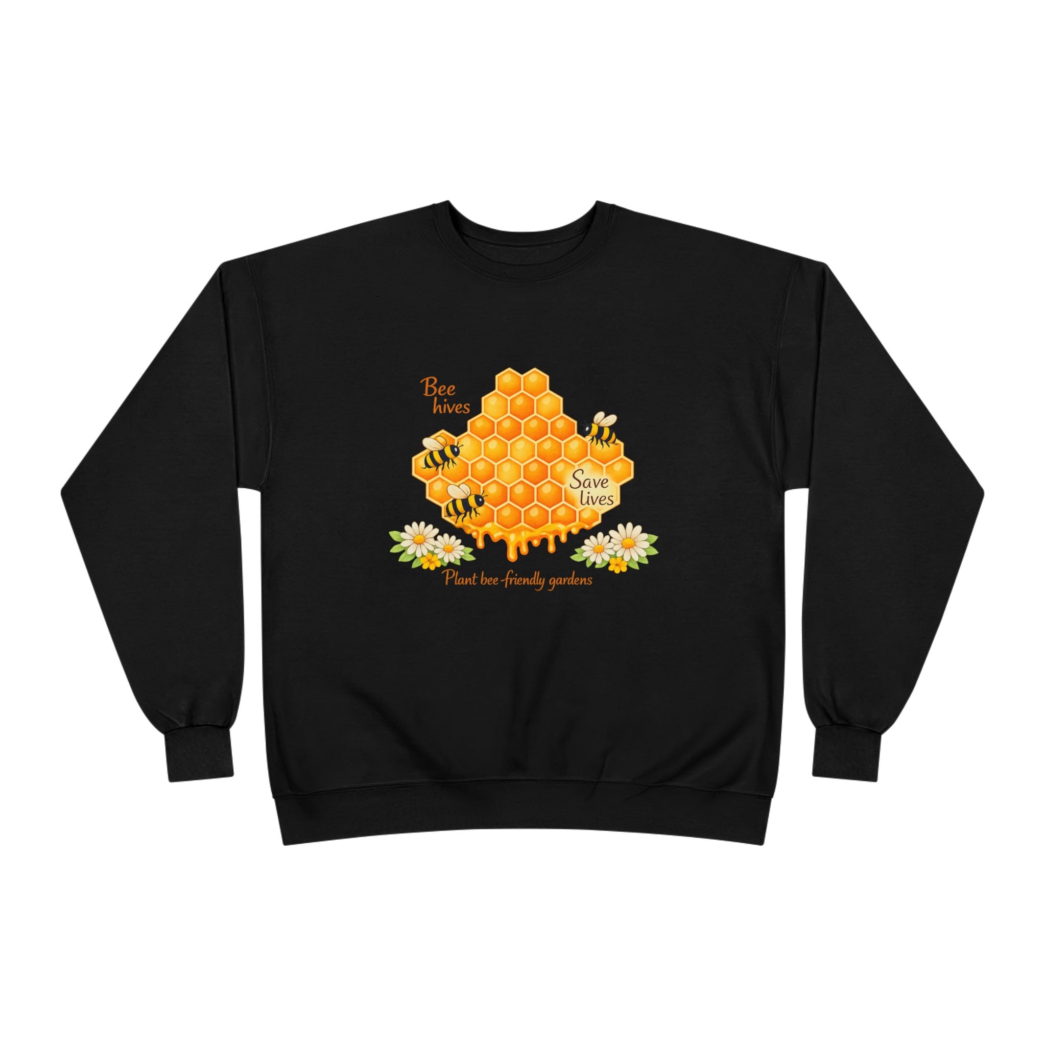 Bee Hive Sweatshirt – Save the Bees Honeycomb Floral Crewneck