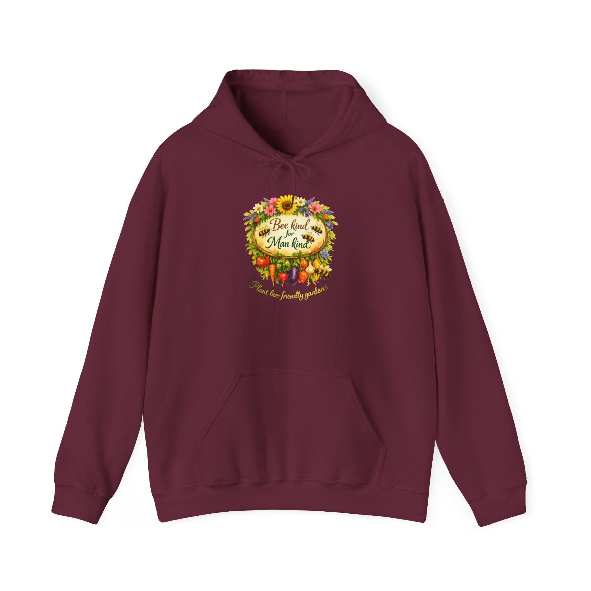 Autumn Floral "Bee Kind to Mankind" Hoodie — Cozy Fall Sweatshirt Gift