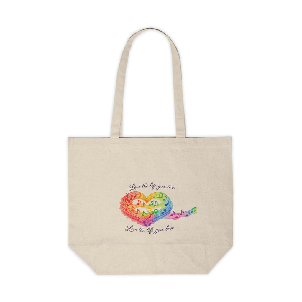 Canvas Tote - Rainbow Heart 'Love the Life You Live' Eco Shopping Bag
