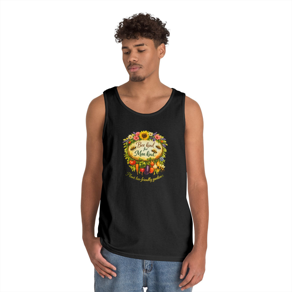 Sunflower Harvest Tank Top — "Bee Kind to mankind" Floral Summer Shirt