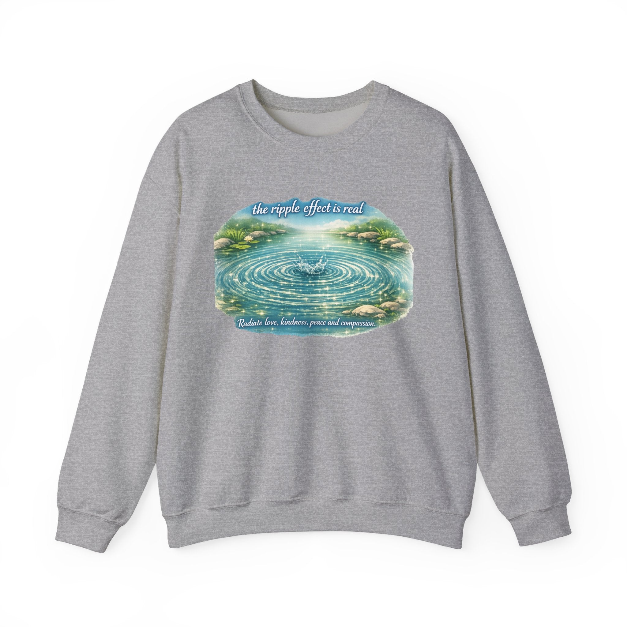 Ripple Effect Crewneck Sweatshirt — Scenic Lake Ripple Design