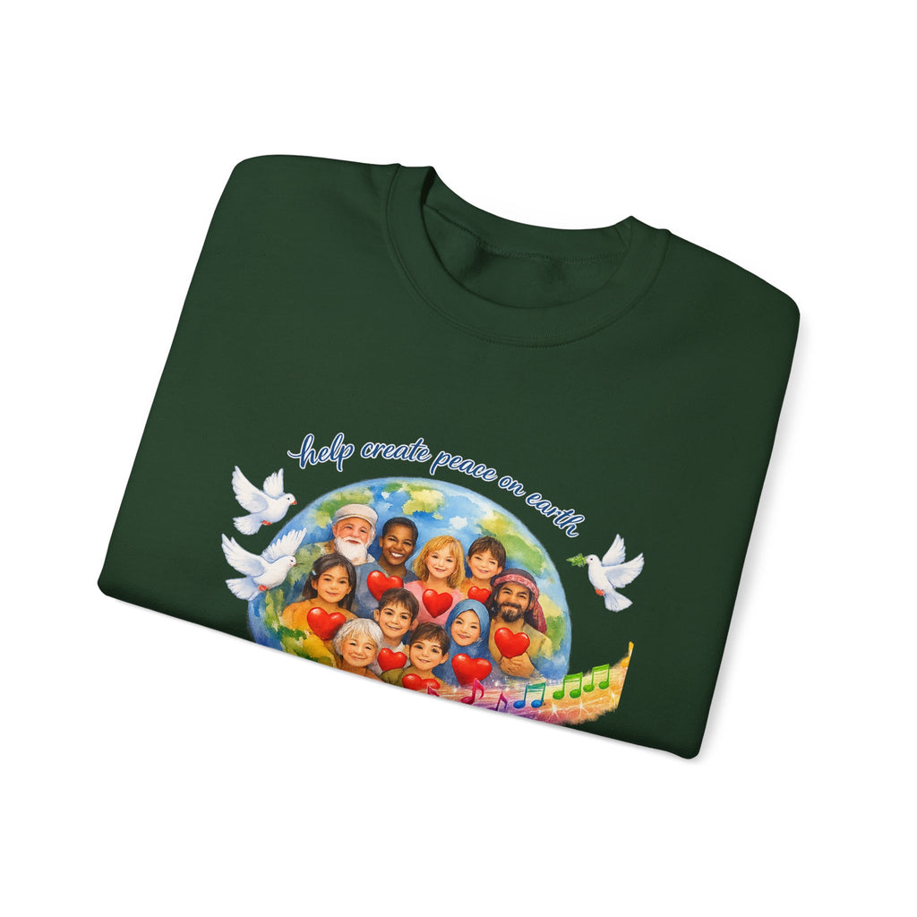 Peace on Earth Crewneck Sweatshirt — "Help Create Peace on Earth" Kids of the World Design