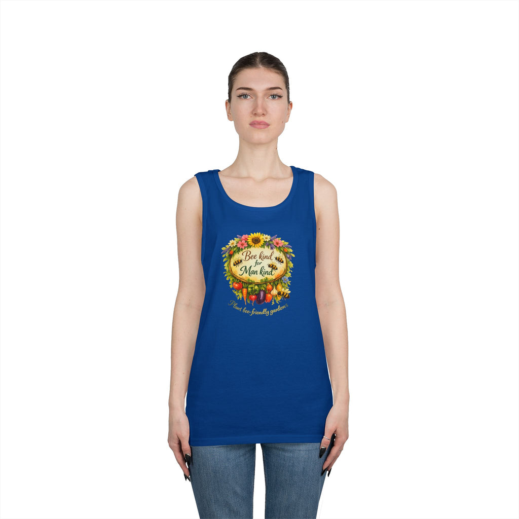 Sunflower Harvest Tank Top — "Bee Kind to mankind" Floral Summer Shirt