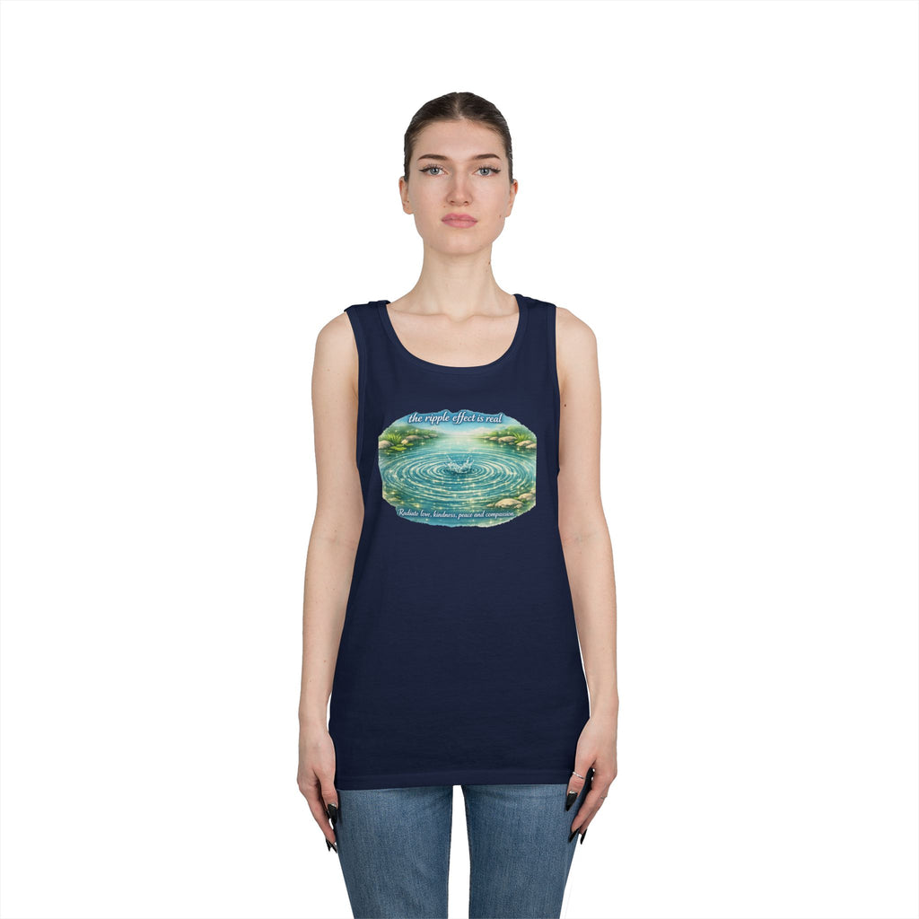 Lake Ripple Nature Tank Top — Serene Watercolor Mountain Pond Design